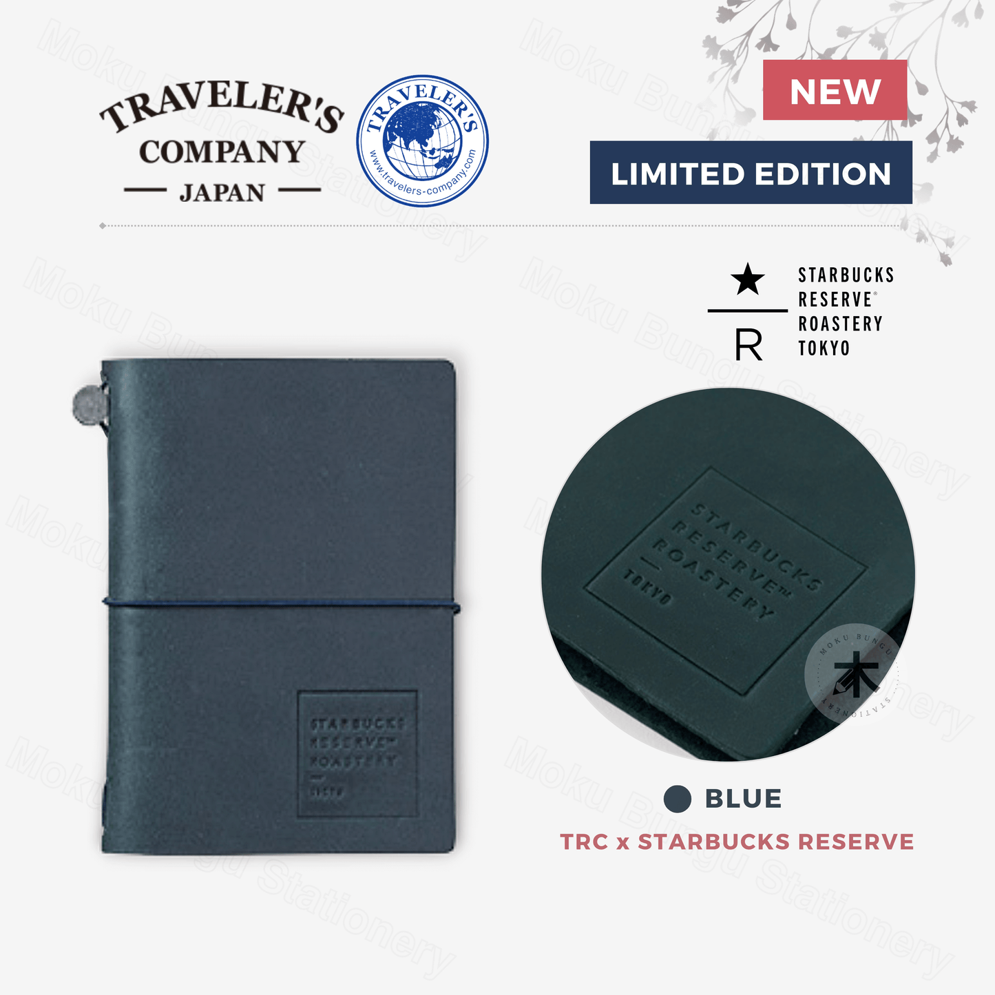 TRAVELER'S notebook Leather Cover Starter Kit - Passport Size - Traveler's Factory x Starbucks Reserve Roastery Tokyo - Blue