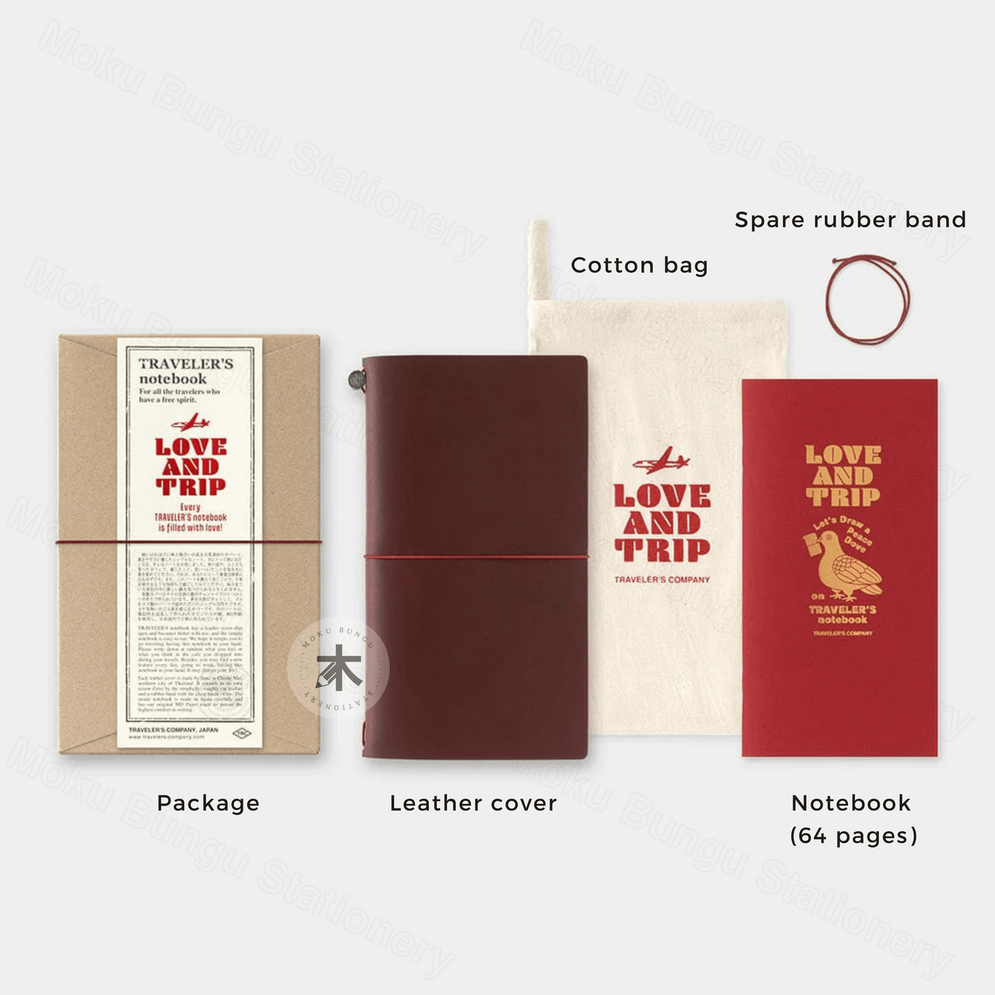 TRAVELER'S notebook Leather Cover Starter Kit - Regular Size - Red - Limited Edition - LOVE AND TRIP