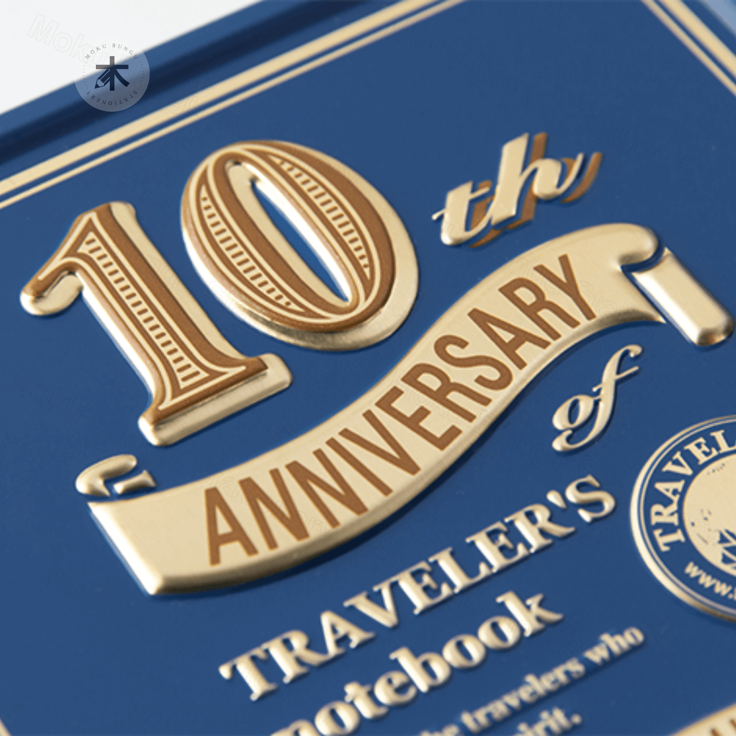 TRAVELER'S notebook Mini 10th Anniversary Can Set - Camel Leather - Blue Tin Box