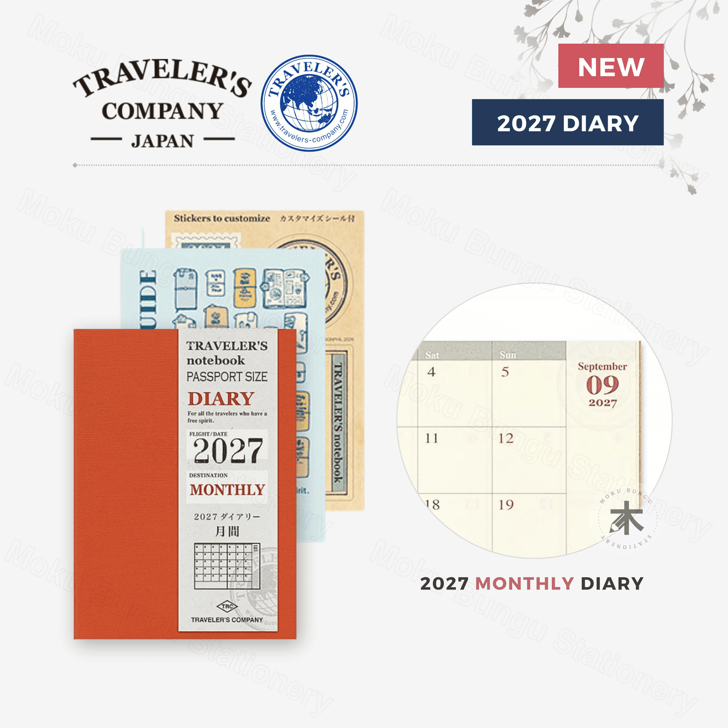 TRAVELER'S notebook Refill - Passport Size - 2027 Diary - Monthly Planner