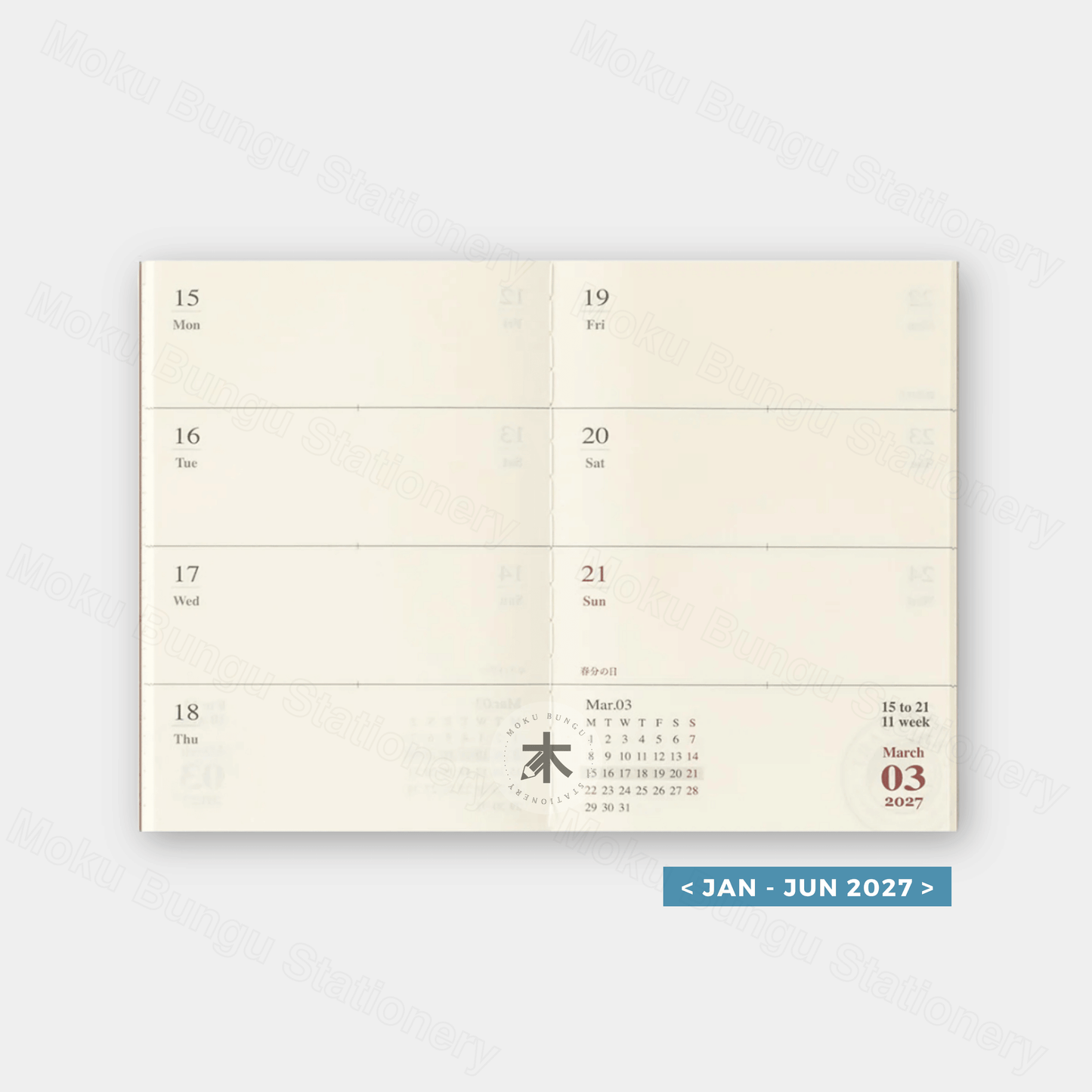 TRAVELER'S notebook Refill - Passport Size - 2027 Diary - Weekly Planner
