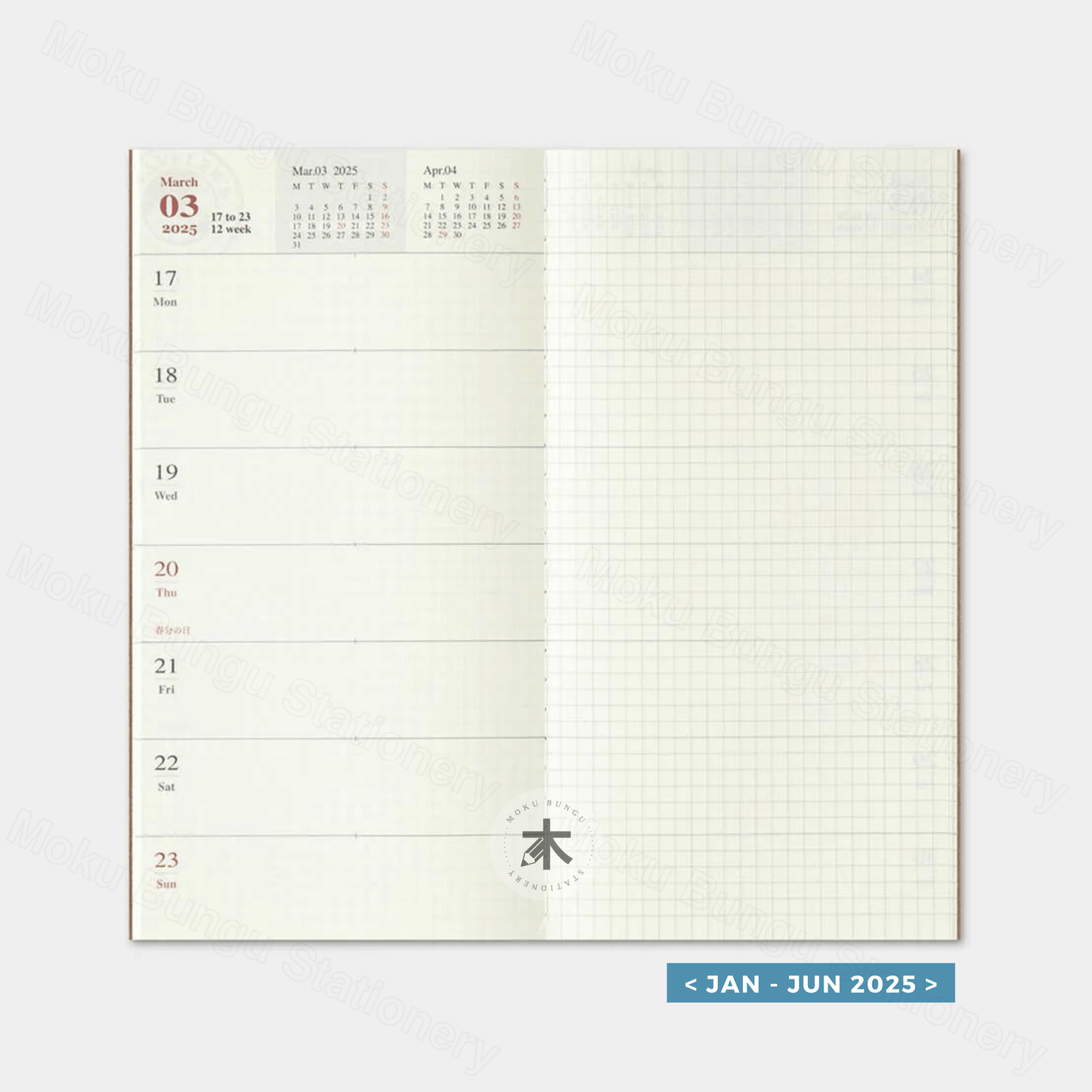 TRAVELER'S notebook Refill - Regular Size - 2025 Diary - Weekly + Memo Planner