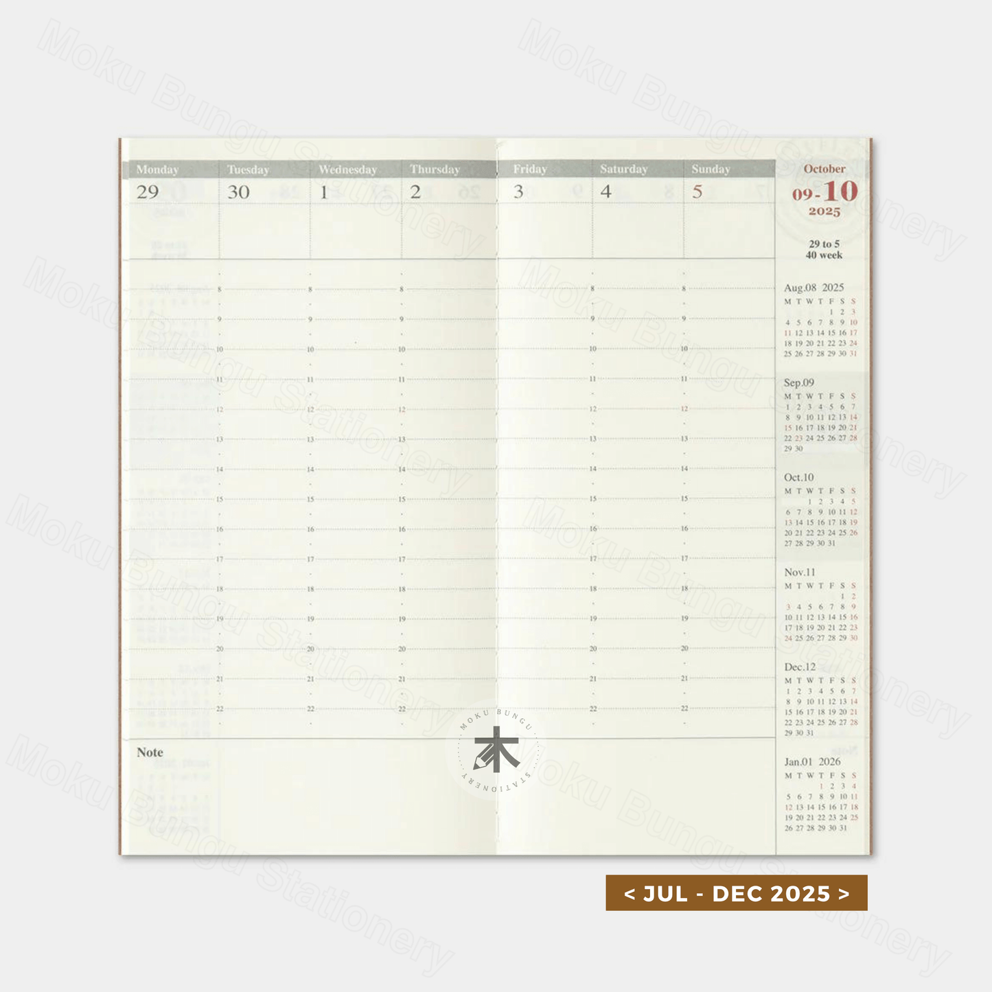 TRAVELER'S notebook Refill - Regular Size - 2025 Diary - Weekly Vertical Planner