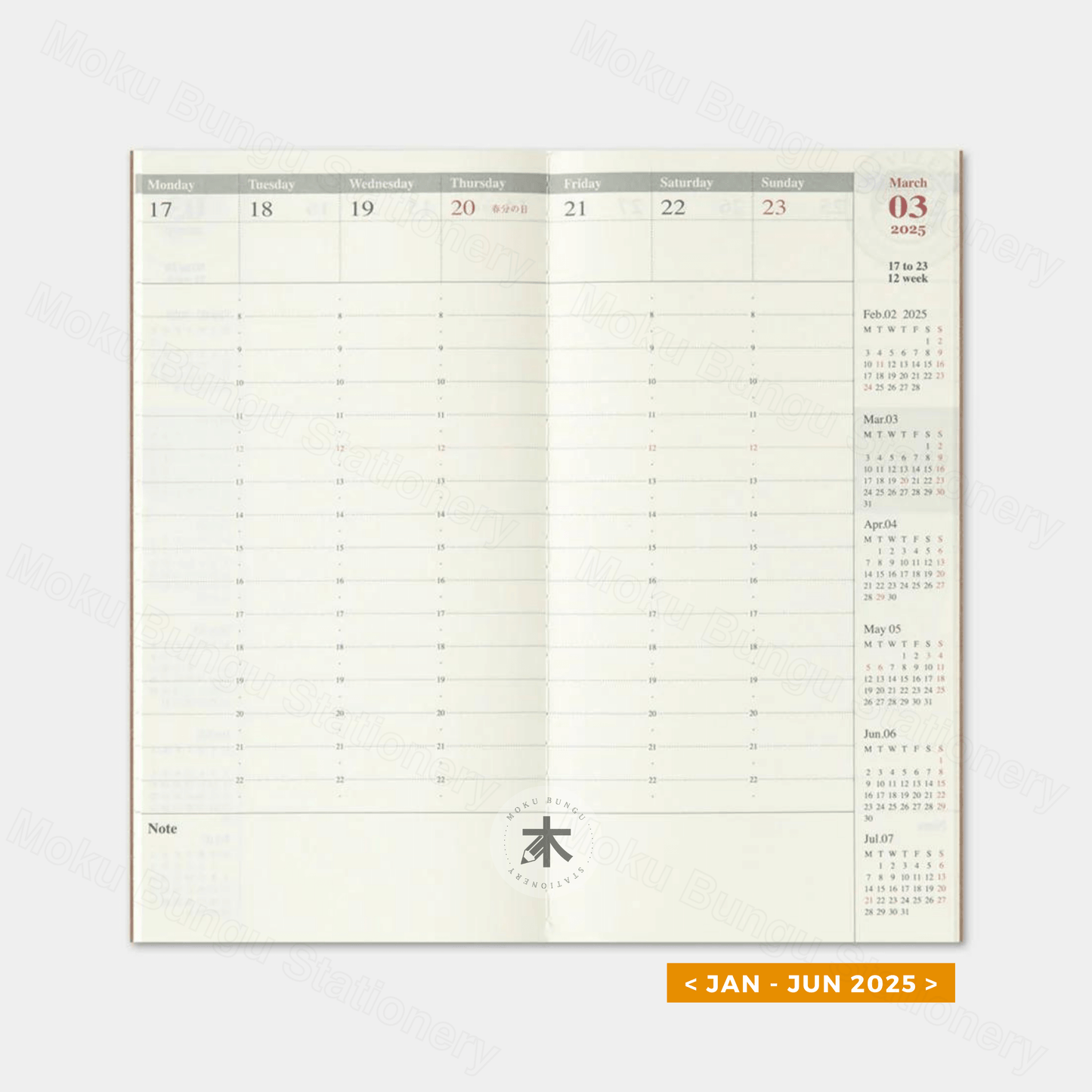 TRAVELER'S notebook Refill - Regular Size - 2025 Diary - Weekly Vertical Planner