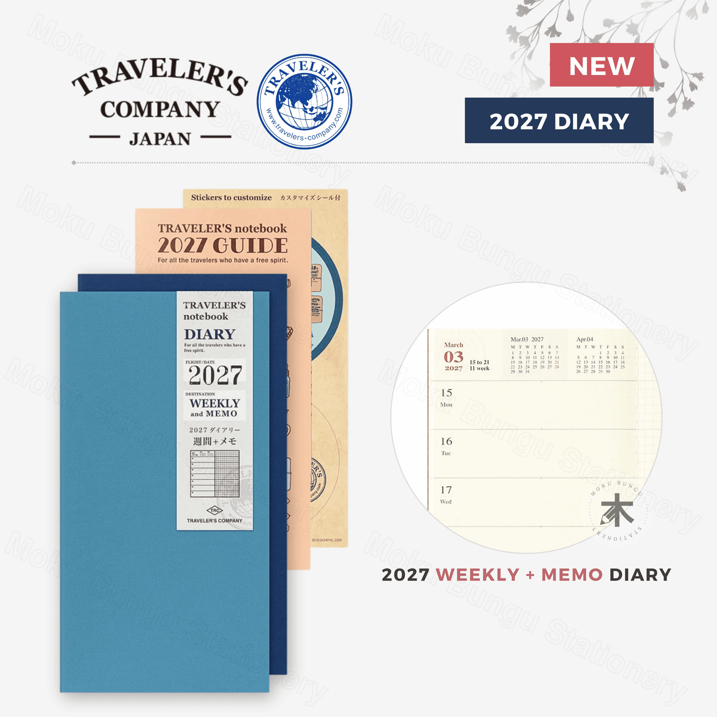 TRAVELER'S notebook Refill - Regular Size - 2027 Diary - Weekly + Memo Planner