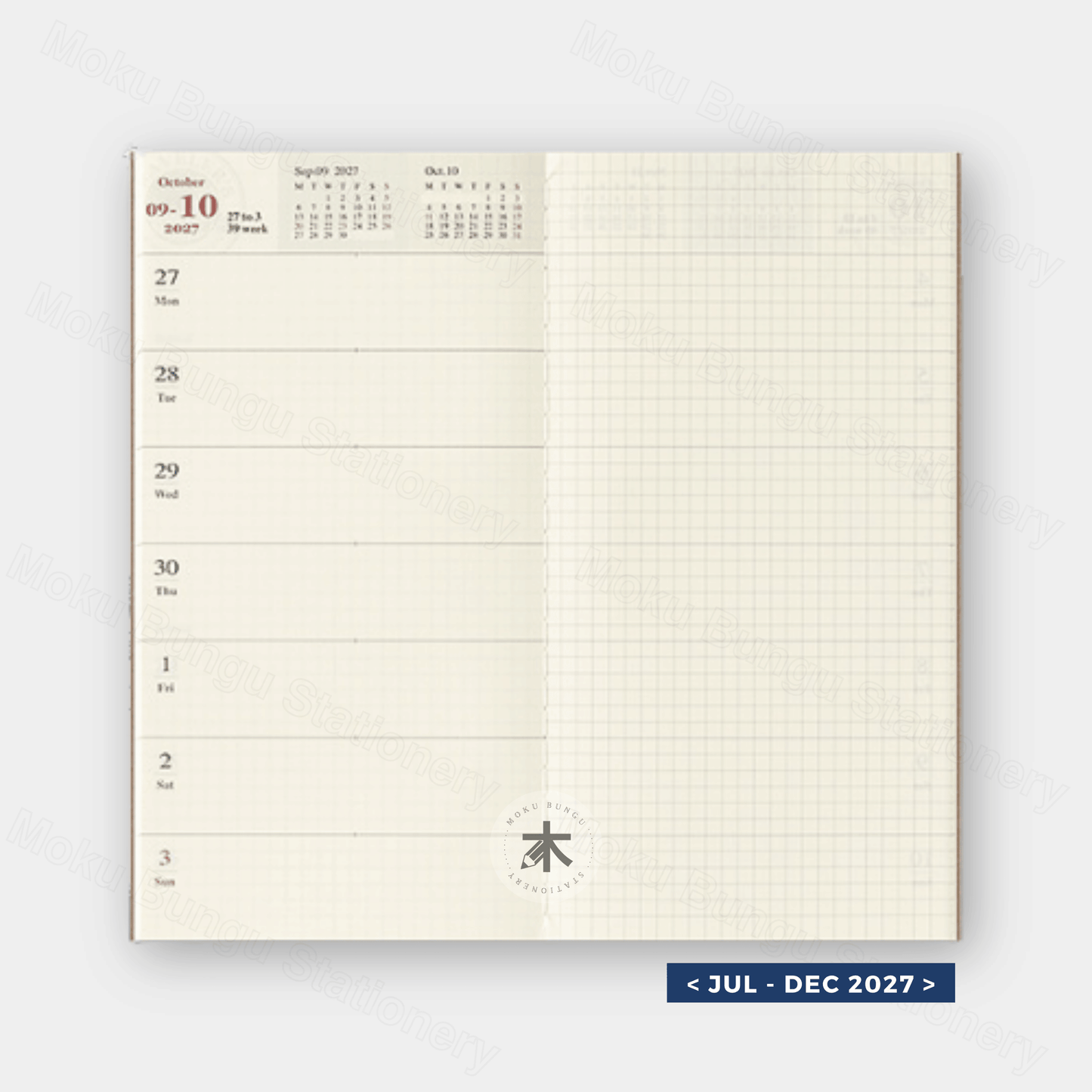 TRAVELER'S notebook Refill - Regular Size - 2027 Diary - Weekly + Memo Planner
