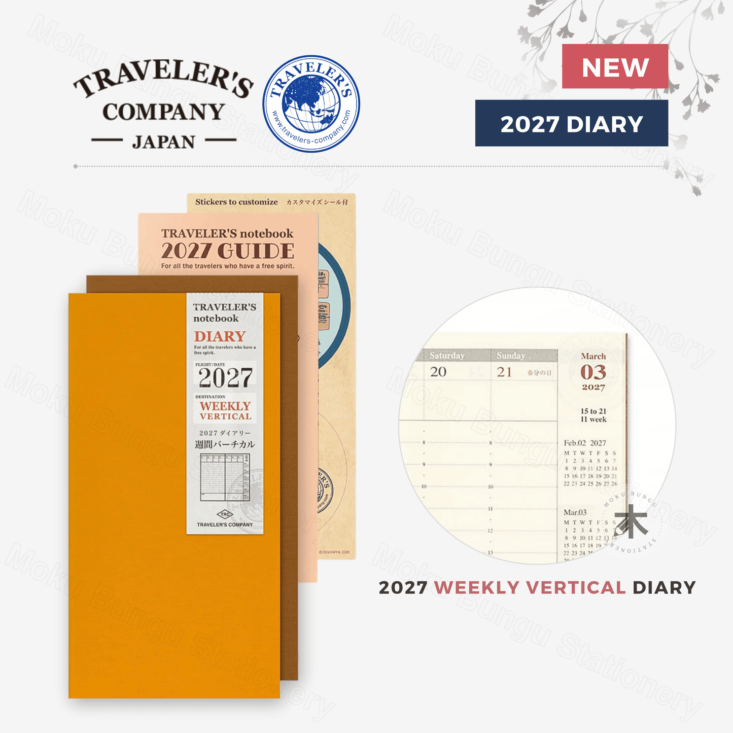 TRAVELER'S notebook Refill - Regular Size - 2027 Diary - Weekly Vertical Planner