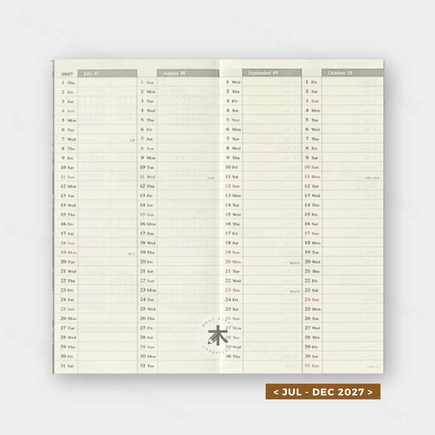 TRAVELER'S notebook Refill - Regular Size - 2027 Diary - Weekly Vertical Planner