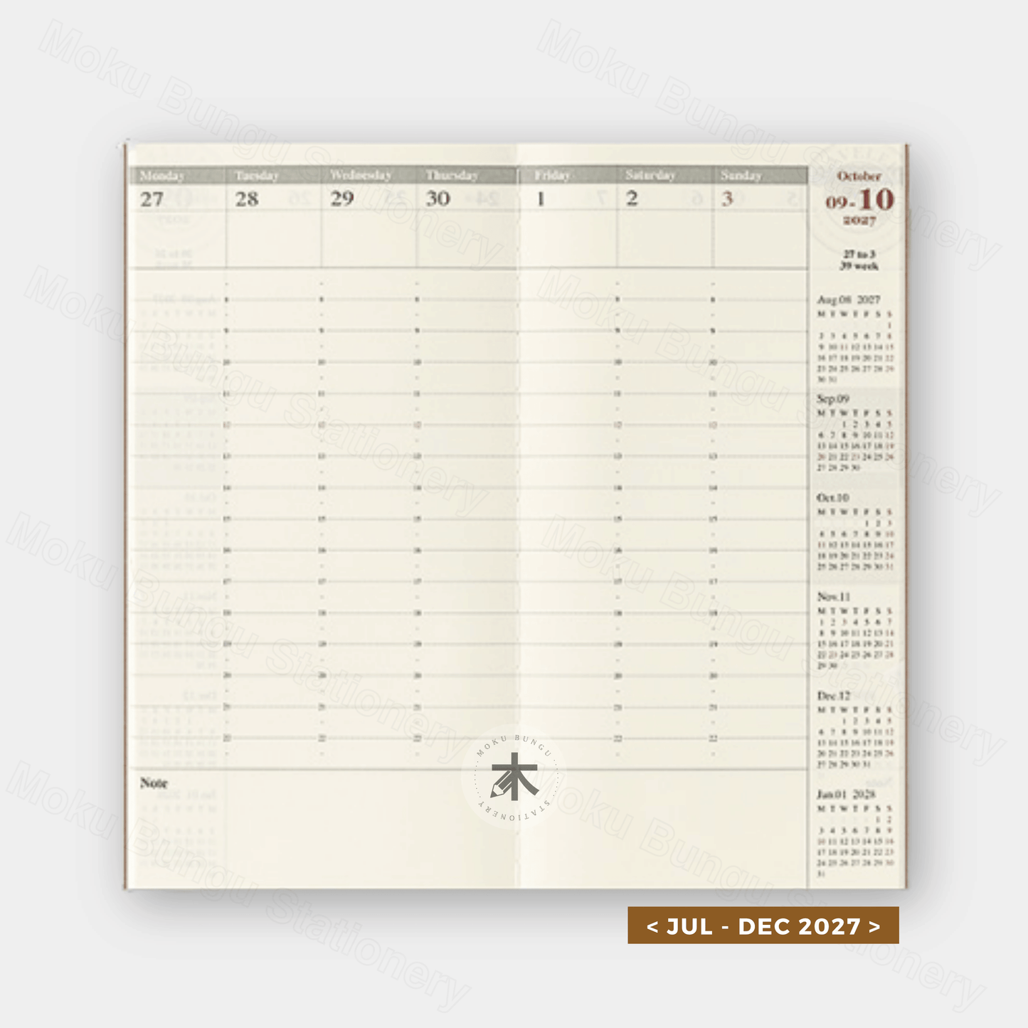 TRAVELER'S notebook Refill - Regular Size - 2027 Diary - Weekly Vertical Planner