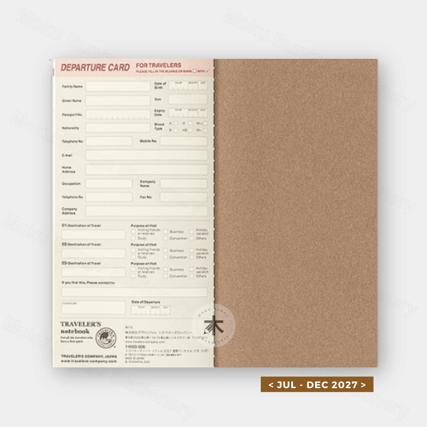 TRAVELER'S notebook Refill - Regular Size - 2027 Diary - Weekly Vertical Planner