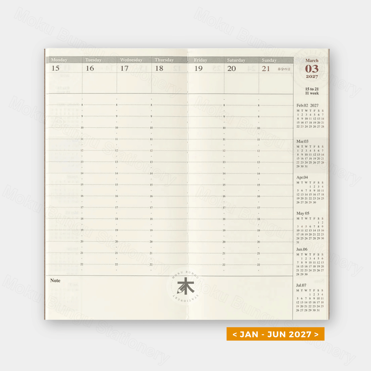 TRAVELER'S notebook Refill - Regular Size - 2027 Diary - Weekly Vertical Planner