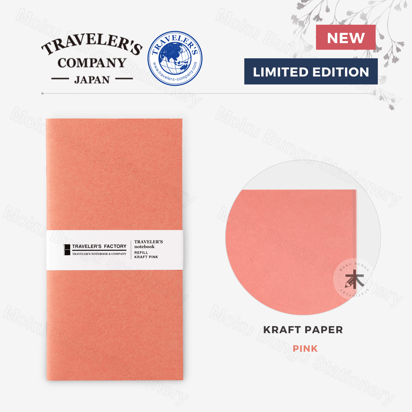 TRAVELER'S notebook Refill - Regular Size - Traveler's Factory Original Colour - Kraft Paper - Pink