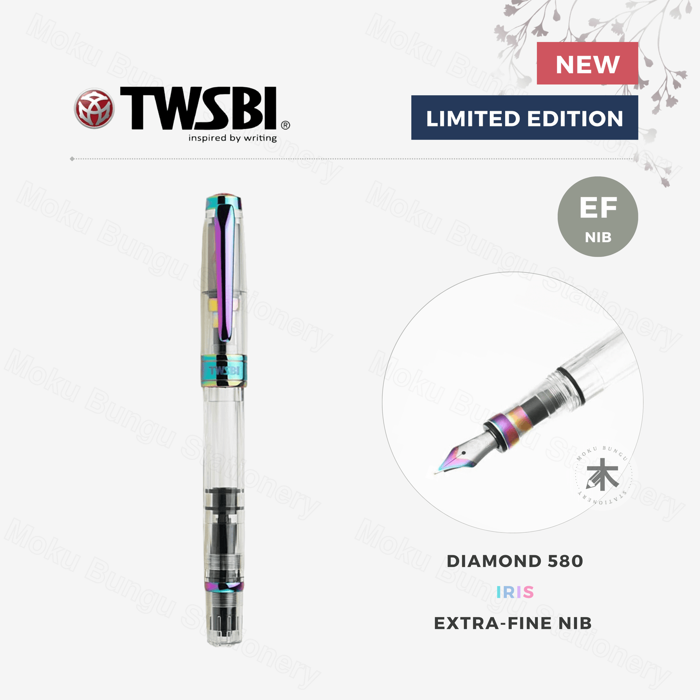TWSBI Diamond 580 Fountain Pen - Iris - Extra Fine Nib