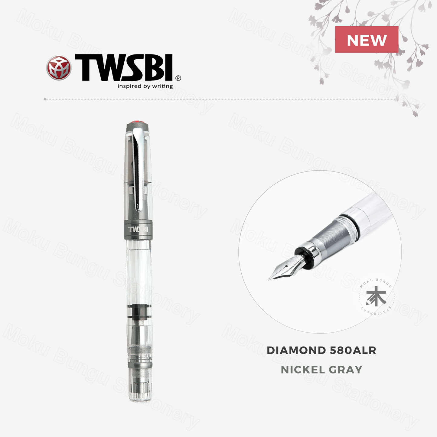 TWSBI Diamond 580ALR Fountain Pen - Nickel Gray - Fine Nib