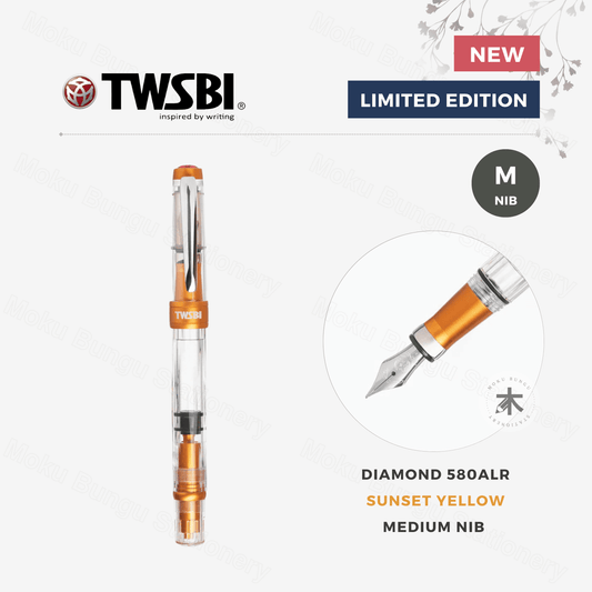 TWSBI Diamond 580ALR Fountain Pen - Sunset Yellow - Medium Nib