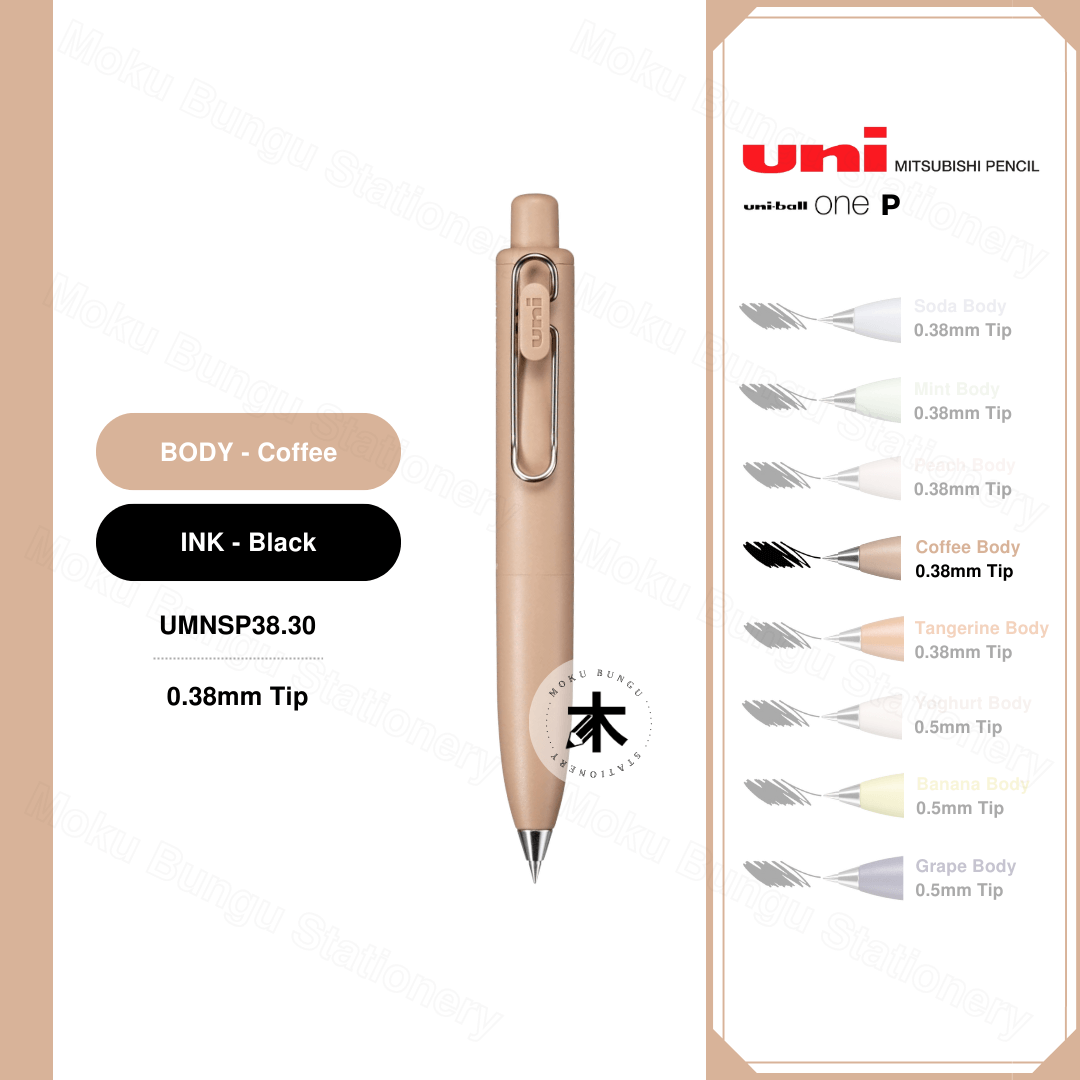 Uni-Ball One P Gel Pen - Black Ink - 0.38mm / 0.5mm (8 Body Colours Available)