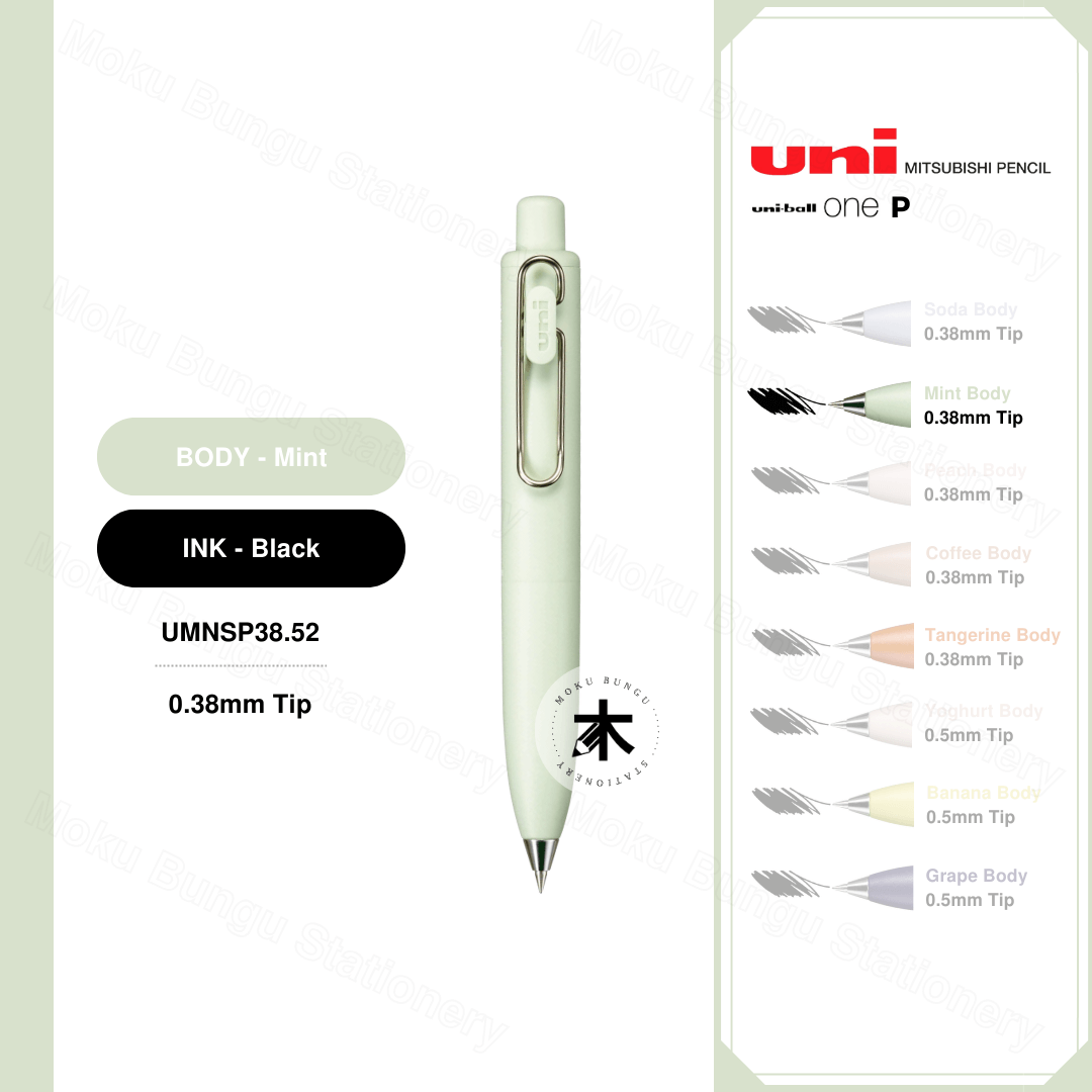 Uni-Ball One P Gel Pen - Black Ink - 0.38mm / 0.5mm (8 Body Colours Available)