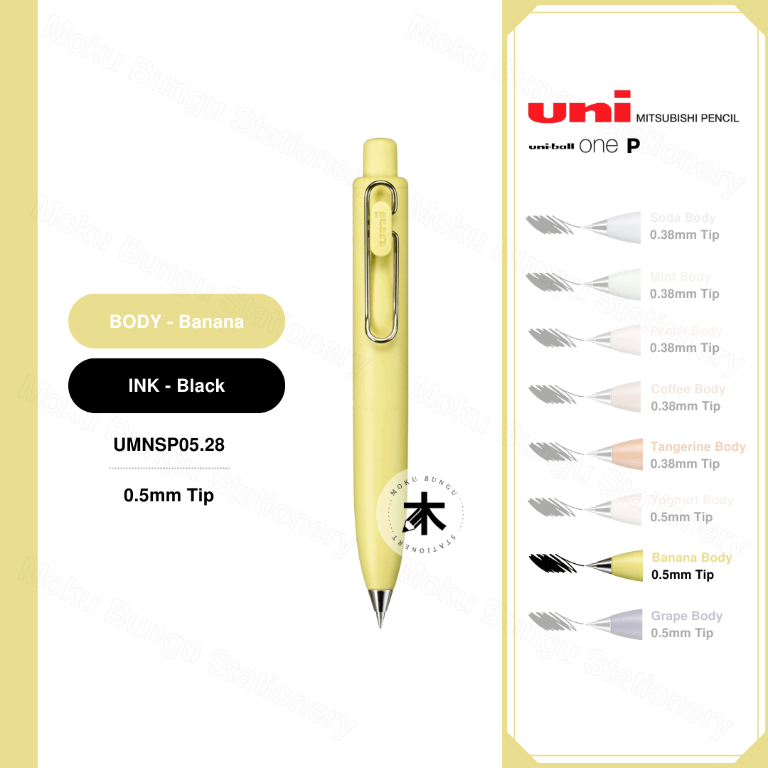 Uni-Ball One P Gel Pen - Black Ink - 0.38mm / 0.5mm (8 Body Colours Available)