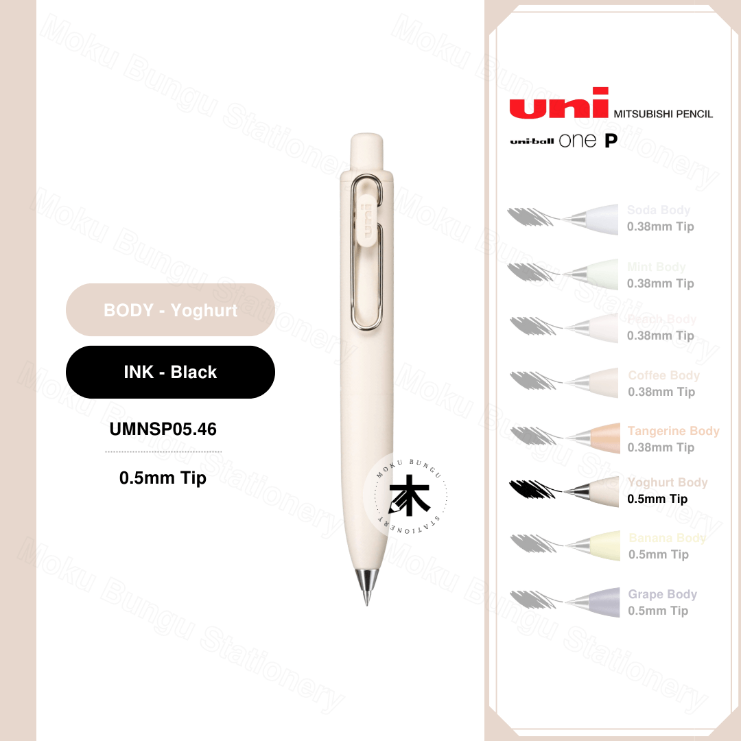 Uni-Ball One P Gel Pen - Black Ink - 0.38mm / 0.5mm (8 Body Colours Available)