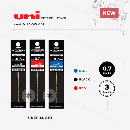 Uni Jetstream Prime Multipen Ballpoint Ink Refill Set - D1 Type - 0.7mm - Black & Red & Blue - SXR-200-07
