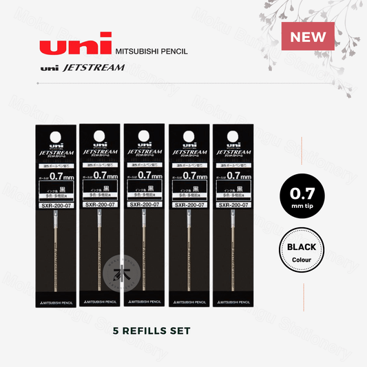 Uni Jetstream Multipen Ballpoint Ink Refill Set - D1 Type - 0.7mm - Black - SXR-200-07.24 (Set of 5)