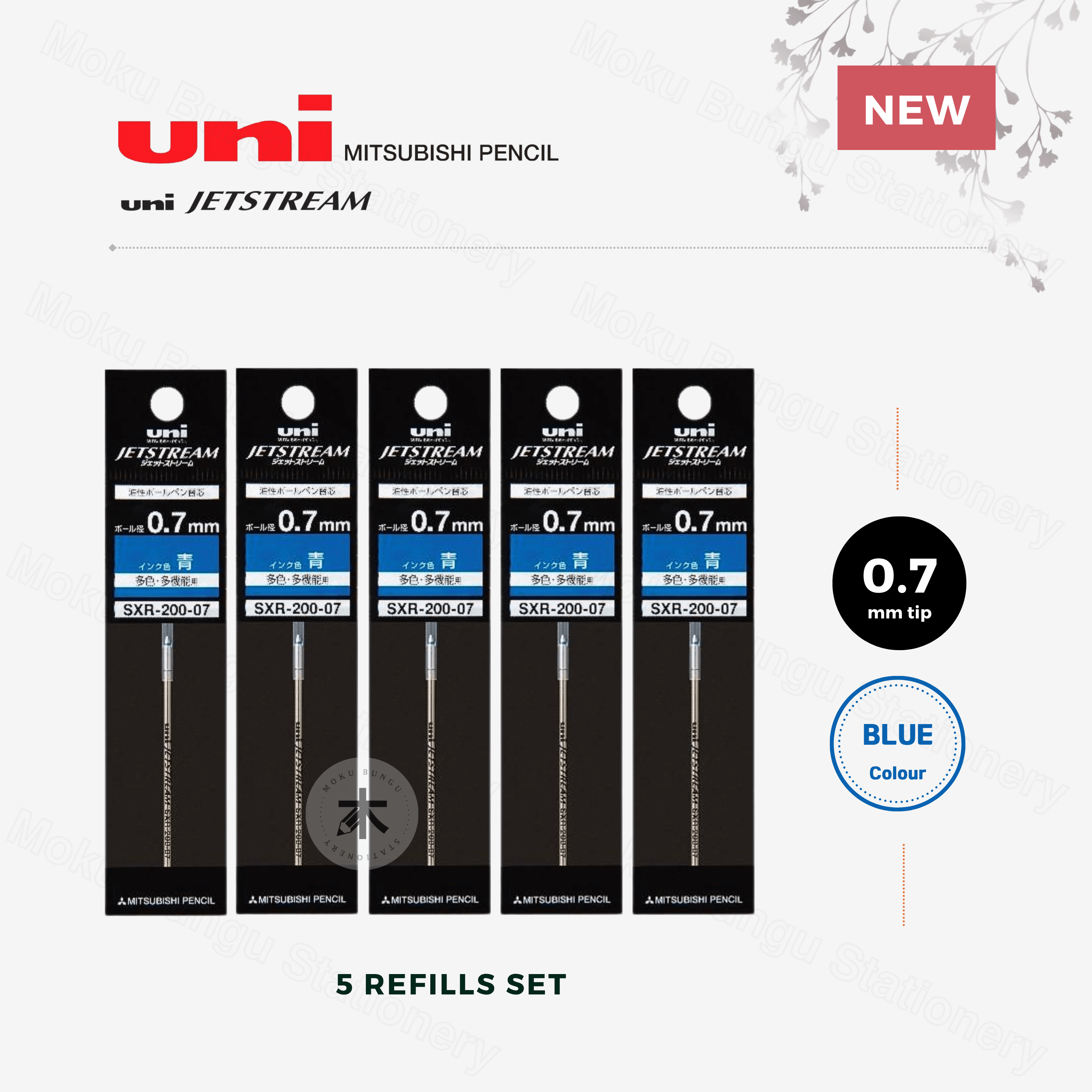 Uni Jetstream Multipen Ballpoint Ink Refill Set - D1 Type - 0.7mm - Bl ...