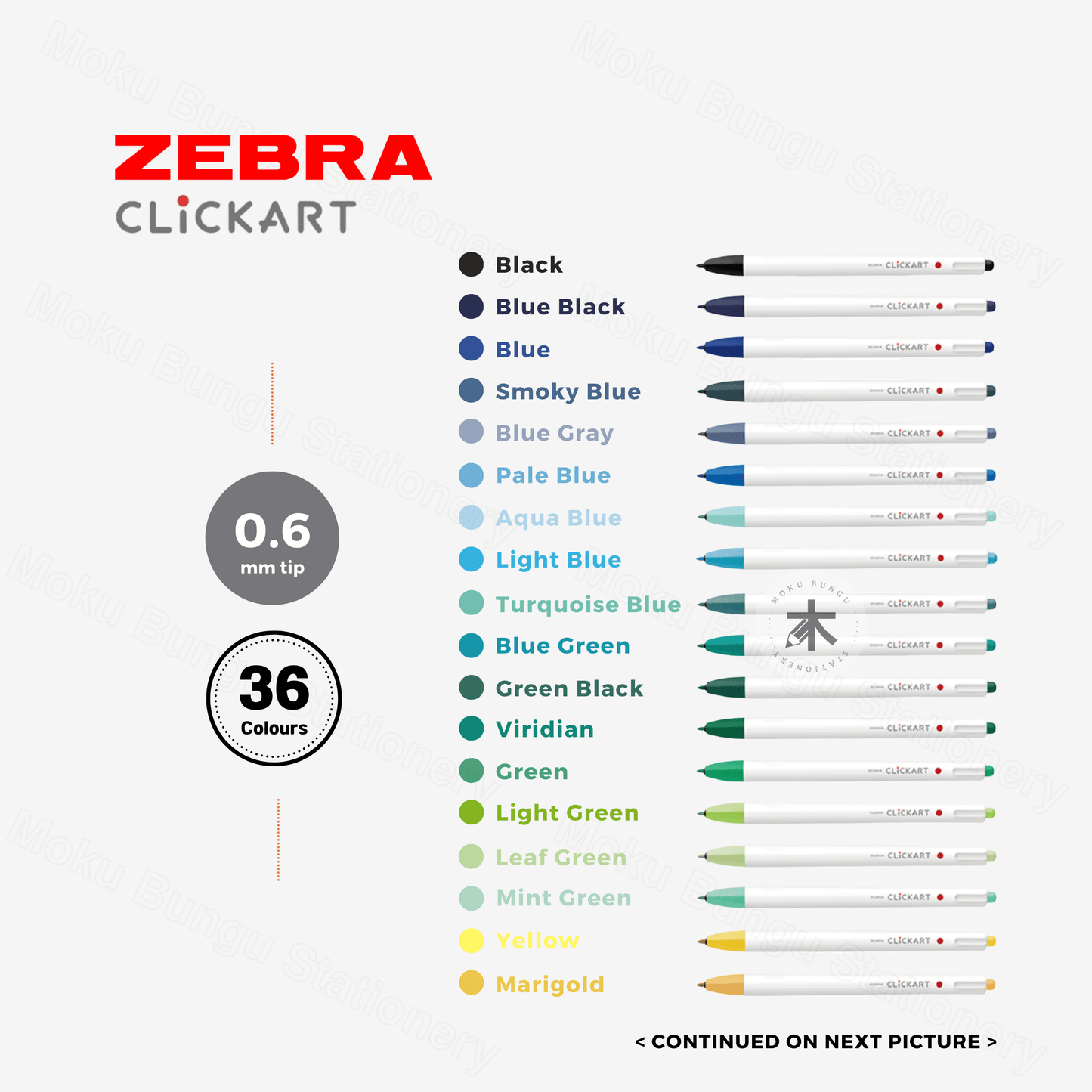 Zebra ClickArt Retractable Marker Pen 0.6mm - 36 Colour Set