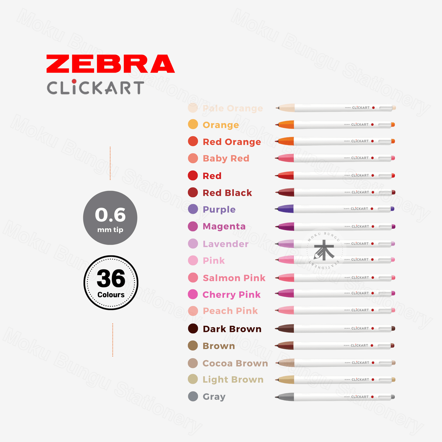 Zebra ClickArt Retractable Marker Pen 0.6mm - 36 Colour Set