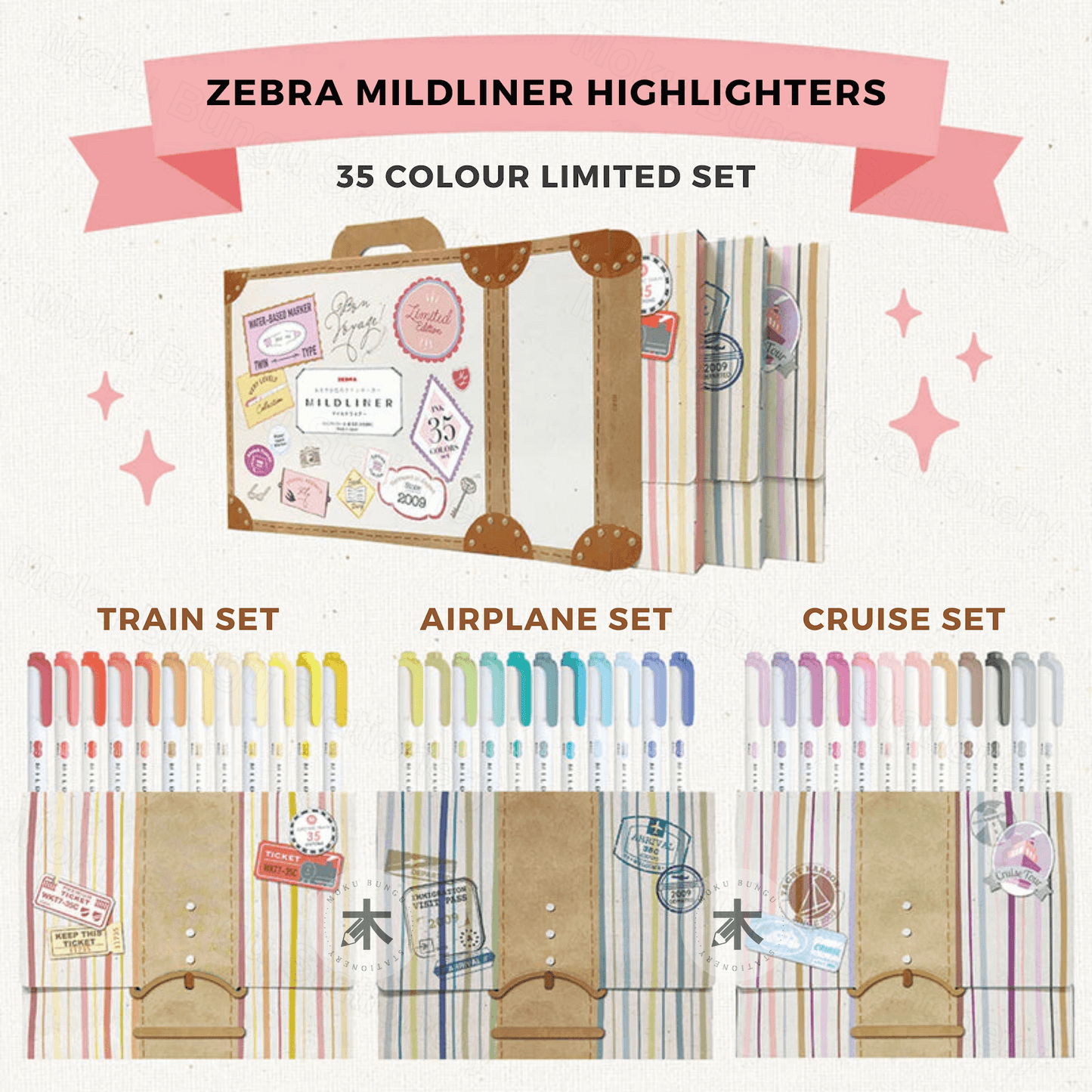 Zebra - Mildliner Double-Sided Pastel Highlighter - 35 Colour Box Set