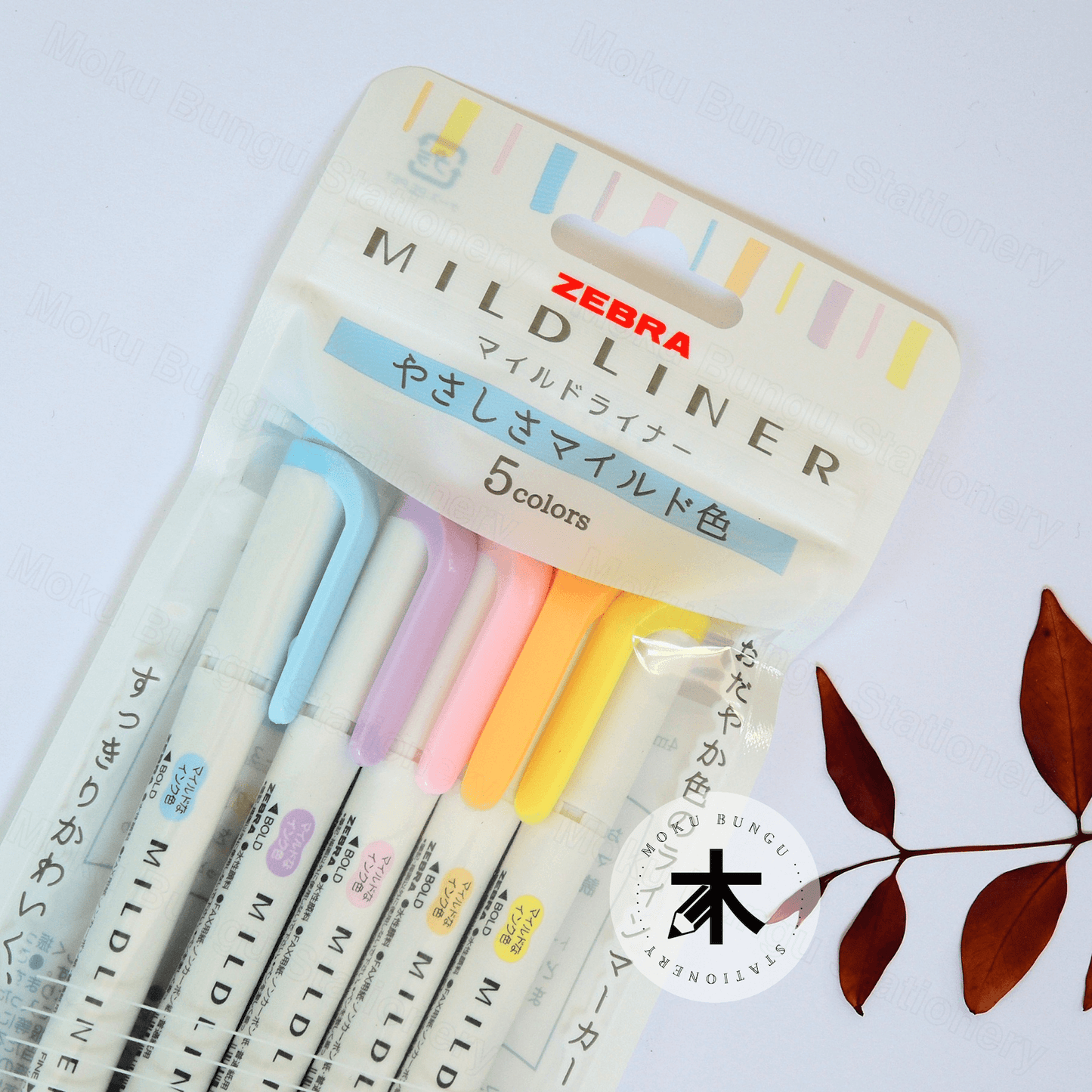 Zebra - Mildliner Double-Sided Pastel Highlighter - 5 Colour Set - Gentle