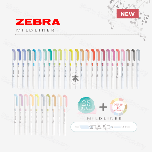 Zebra Mildliner Double-Sided Pastel Highlighters (35 Colours Available)