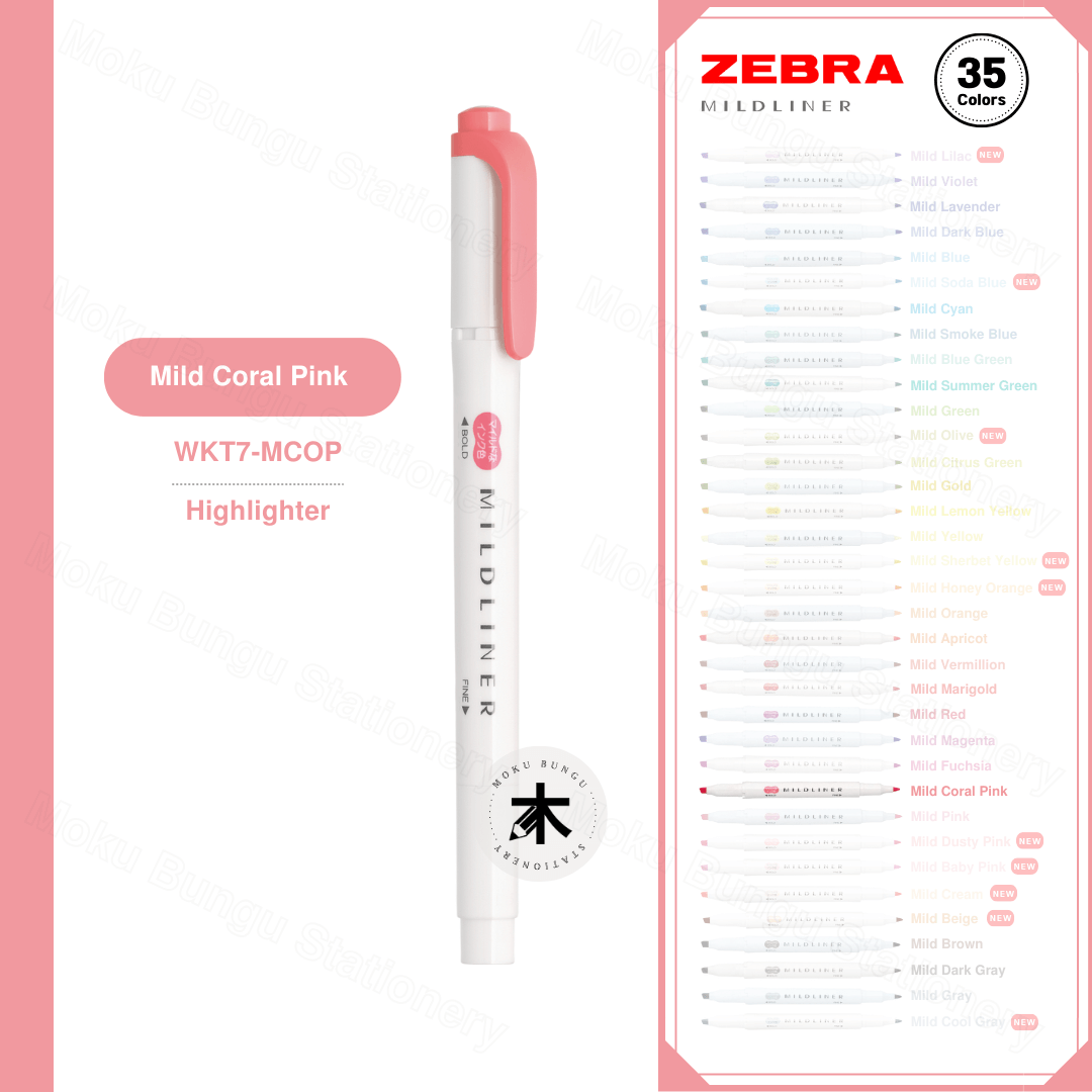 Zebra Mildliner Double-Sided Pastel Highlighters (35 Colours Available)