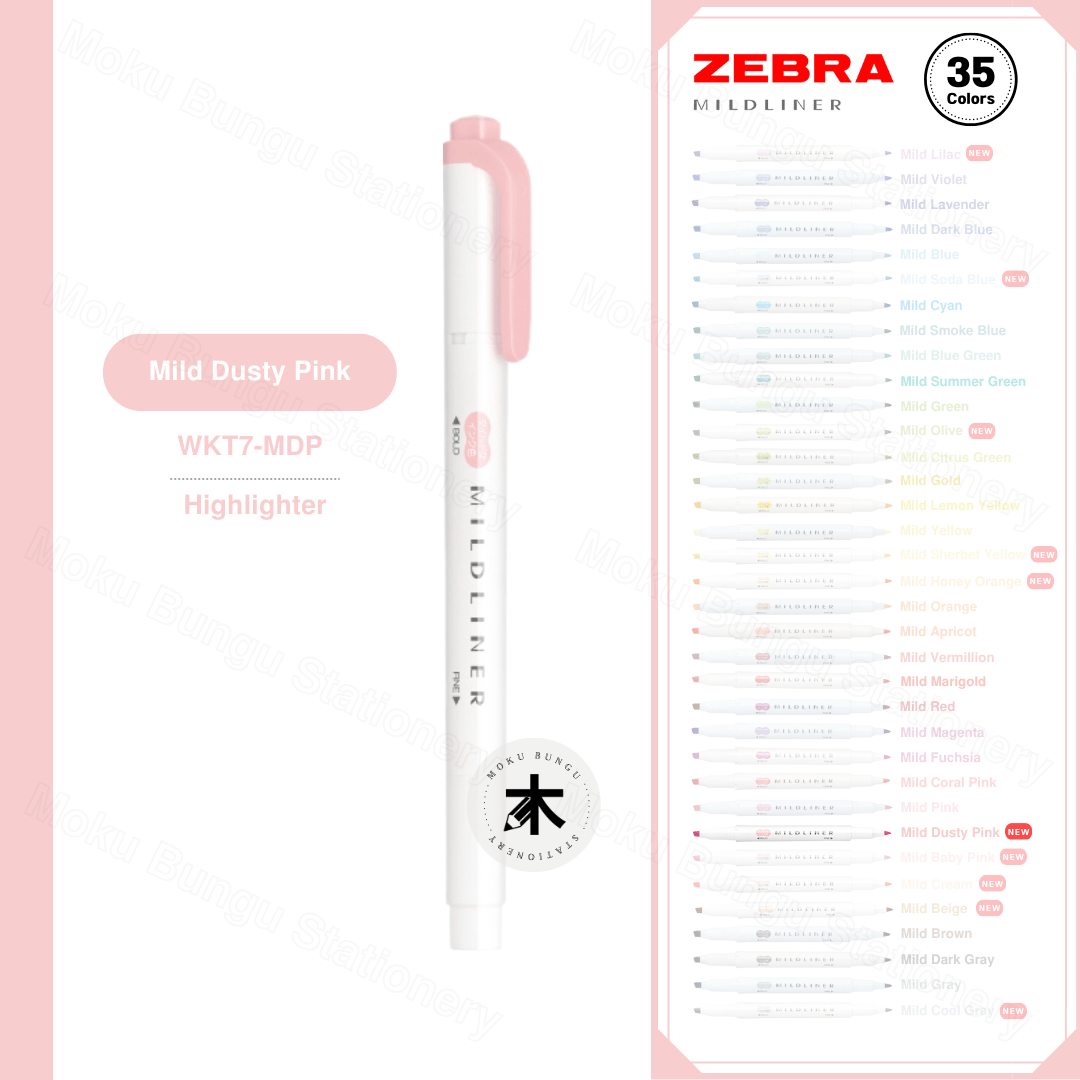 Zebra Mildliner Double-Sided Pastel Highlighters (35 Colours Available)