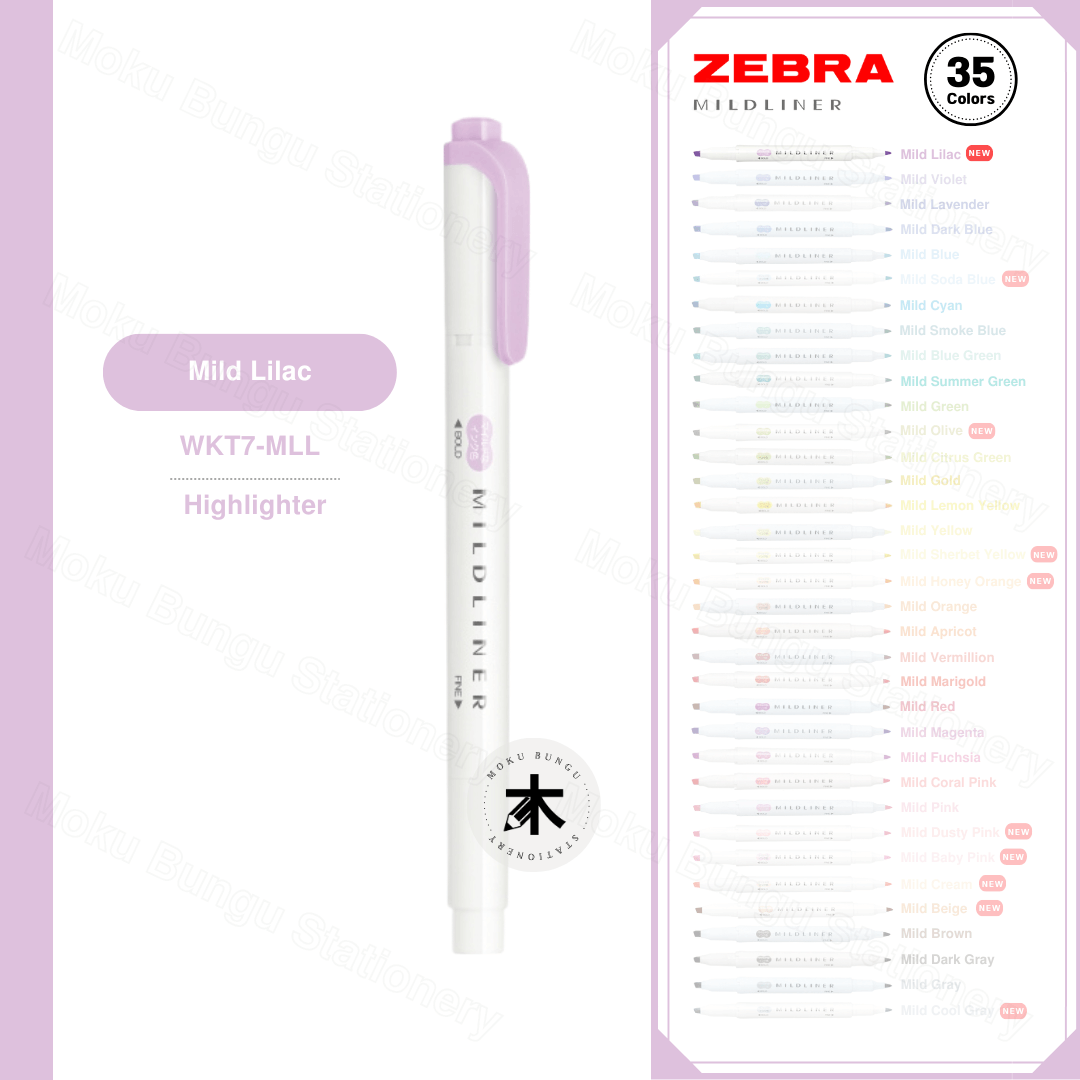 Zebra Mildliner Double-Sided Pastel Highlighters (35 Colours Available)