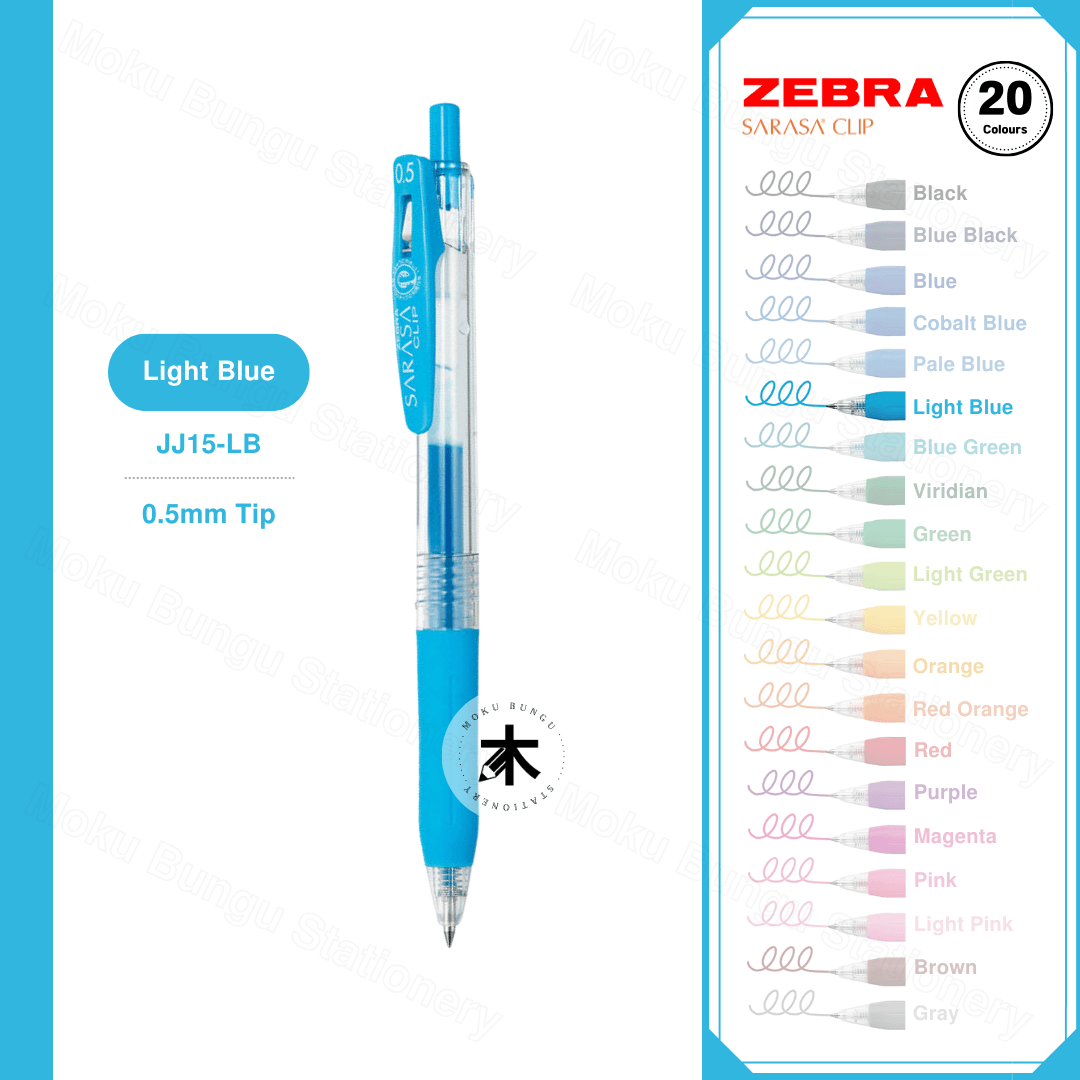 Zebra Sarasa Clip Gel Pen - 0.5mm - Single Pen (20 Colours Available)