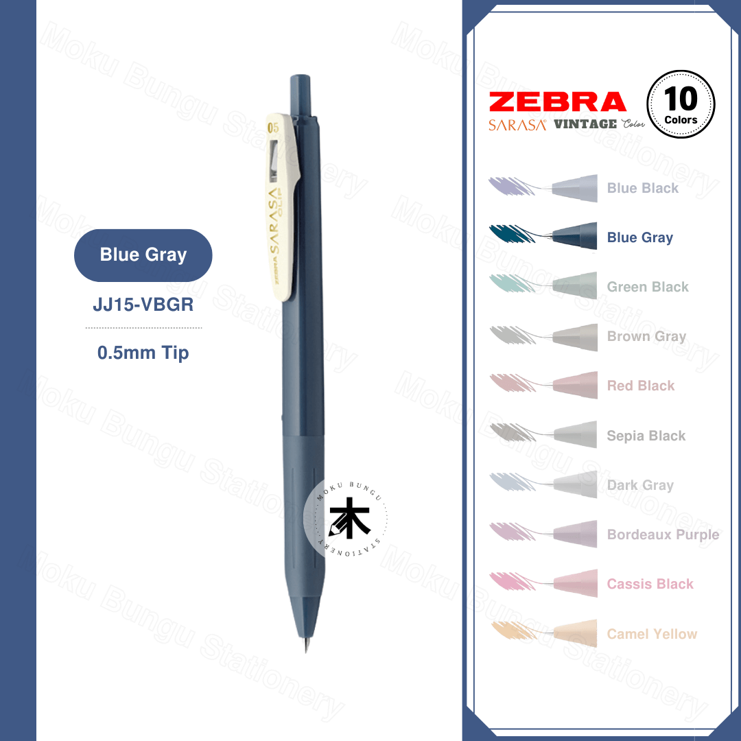 Zebra Sarasa Clip Gel Pen - 0.5mm - Vintage Colour (10 Colours Available)