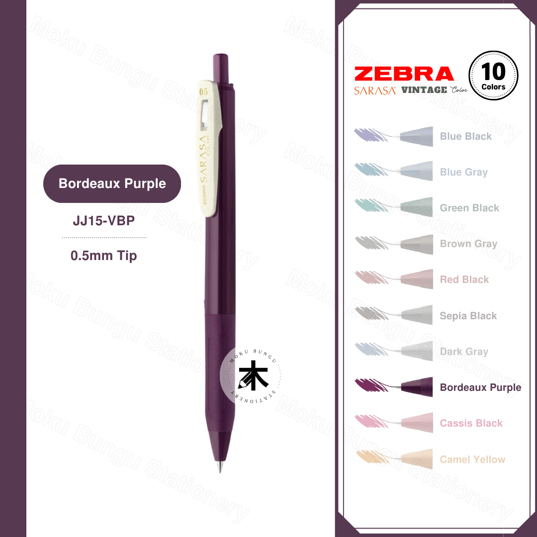 Zebra Sarasa Clip Gel Pen - 0.5mm - Vintage Colour (10 Colours Available)