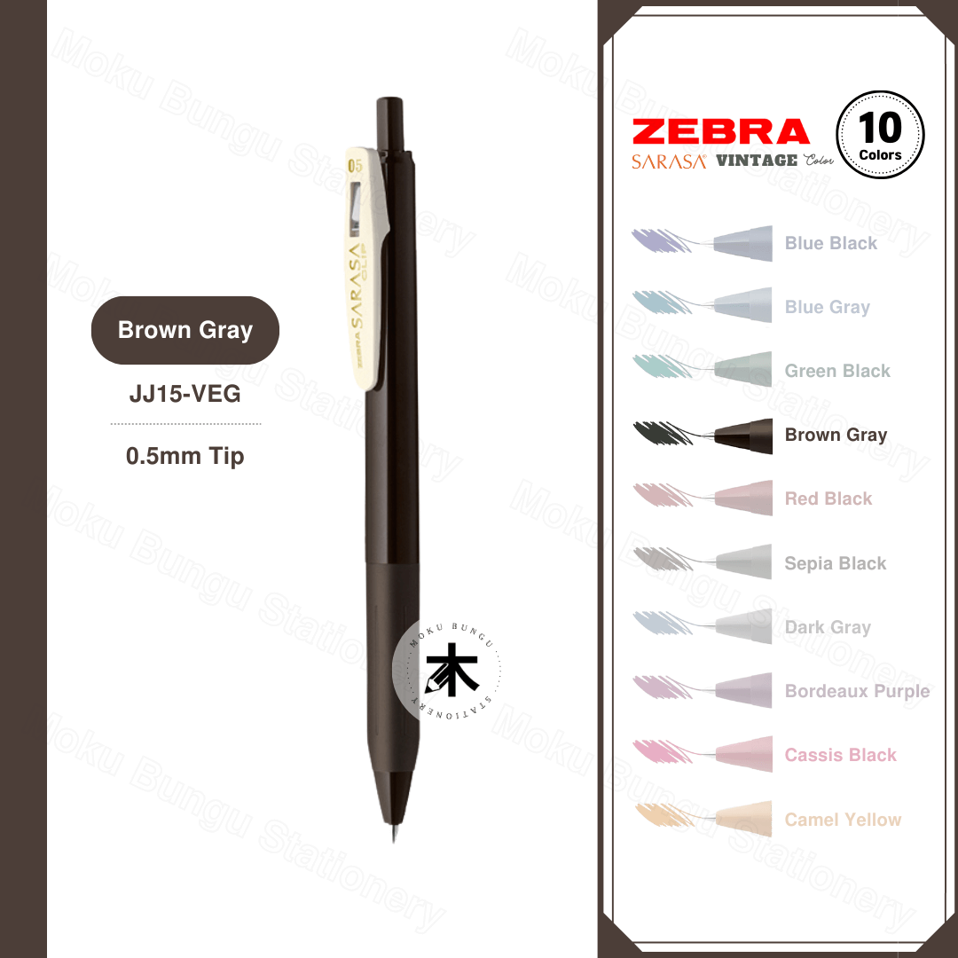 Zebra Sarasa Clip Gel Pen - 0.5mm - Vintage Colour (10 Colours Available)