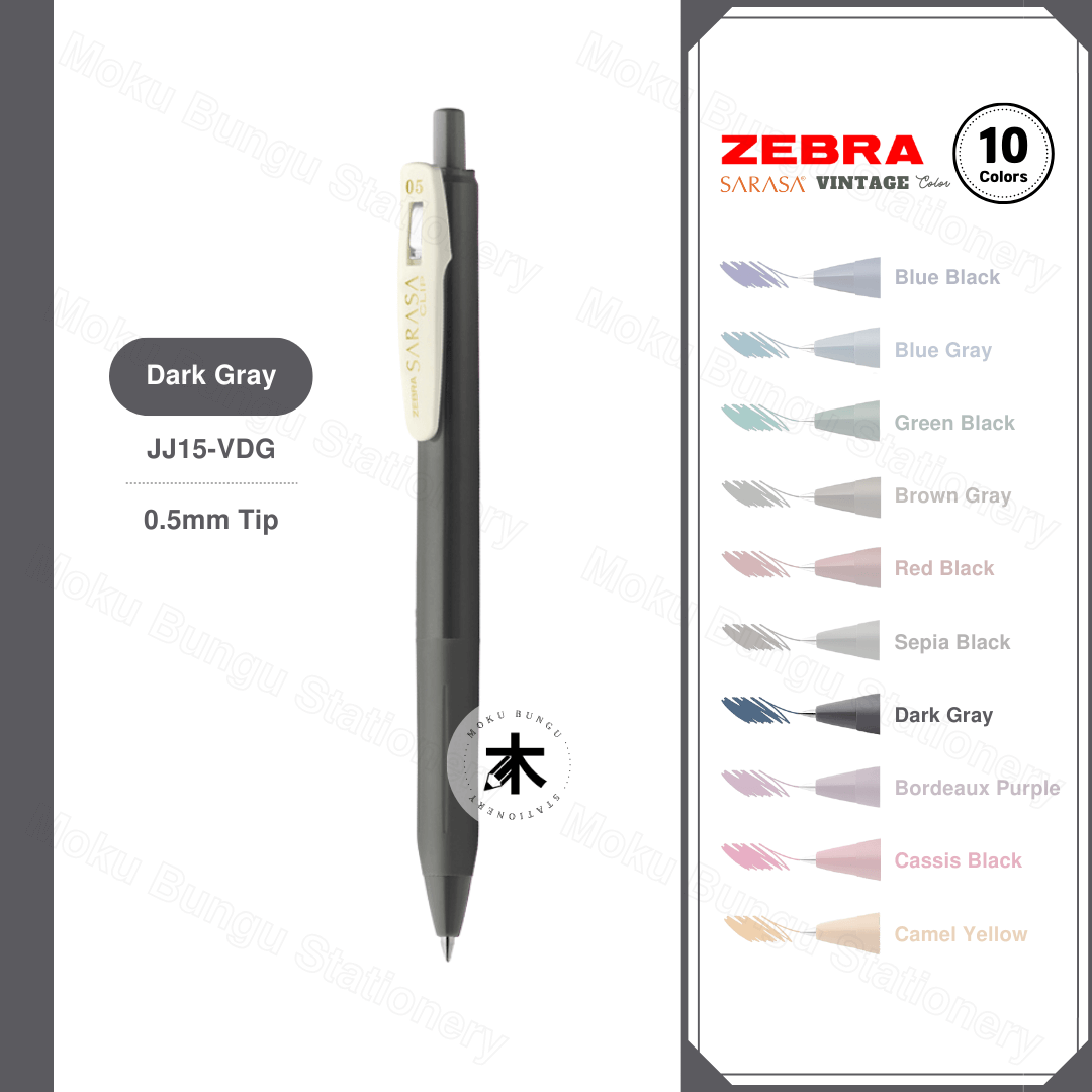 Zebra Sarasa Clip Gel Pen - 0.5mm - Vintage Colour (10 Colours Available)