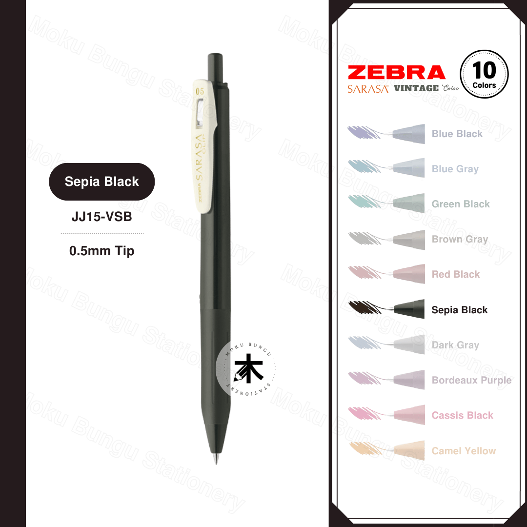 Zebra Sarasa Clip Gel Pen - 0.5mm - Vintage Colour (10 Colours Available)