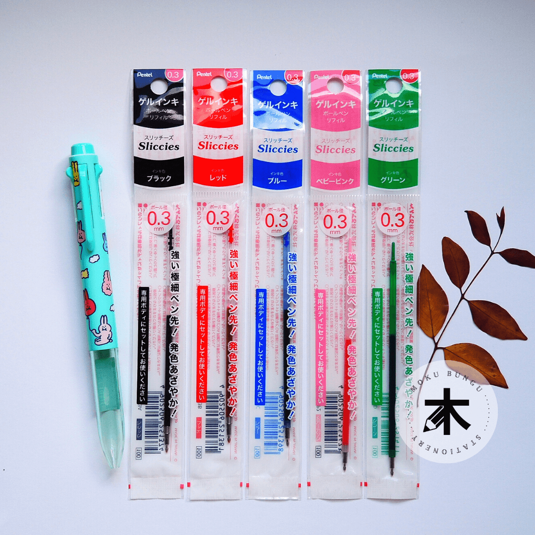 Pentel - iPlus Sliccies x AIUEO 5 Colours Pen Body + 0.3mm Refills