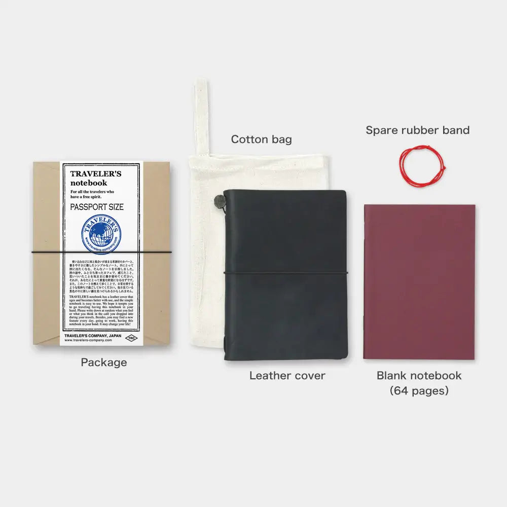TRAVELER'S notebook Leather Cover Starter Kit - Passport Size - Black