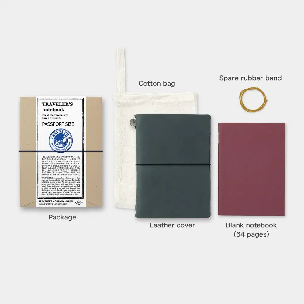 TRAVELER'S notebook Leather Cover Starter Kit - Passport Size - Blue