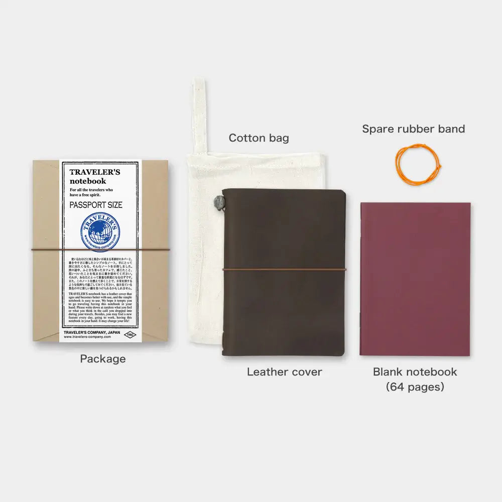 TRAVELER'S notebook Leather Cover Starter Kit - Passport Size - Brown