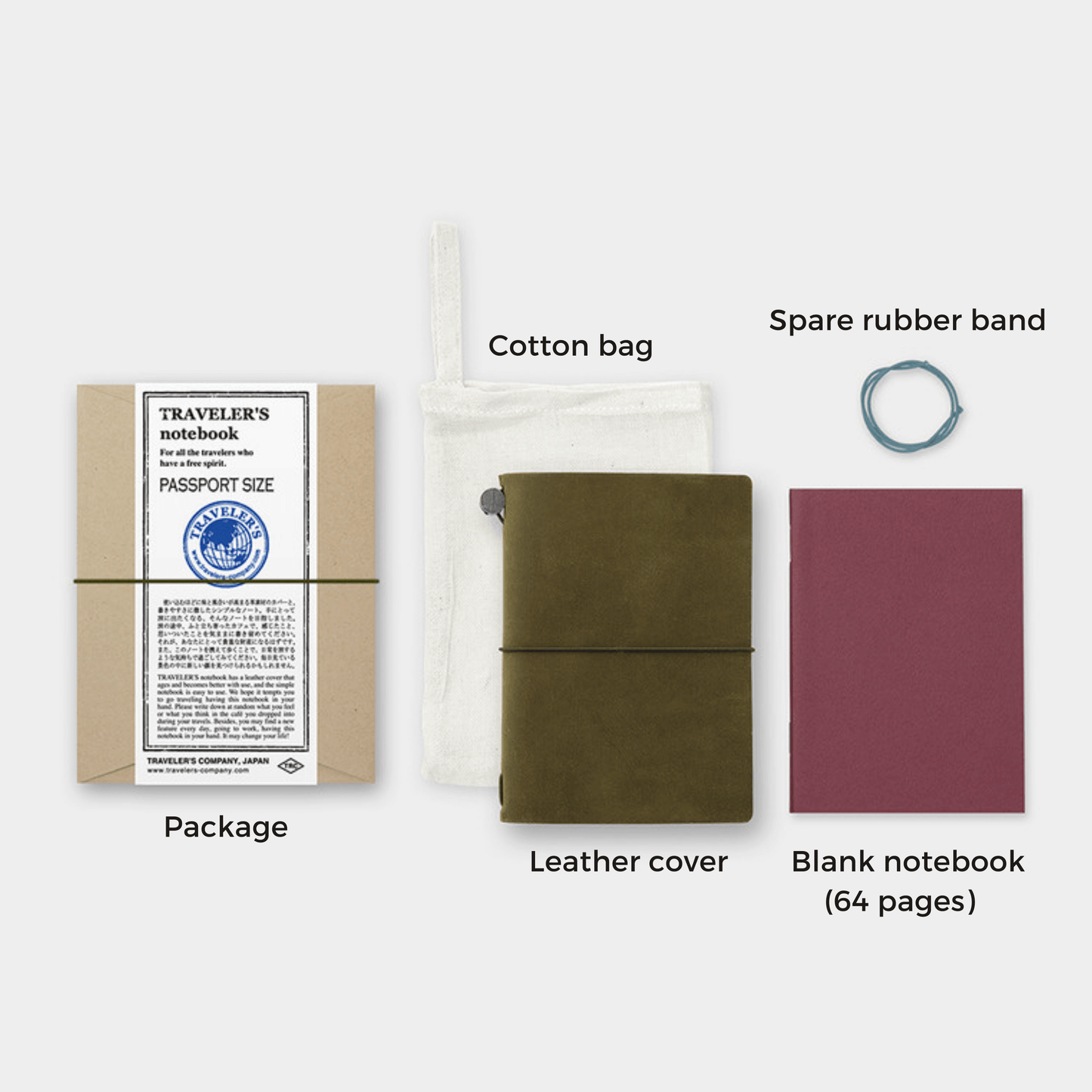 TRAVELER'S notebook Leather Cover Starter Kit - Passport Size - Olive