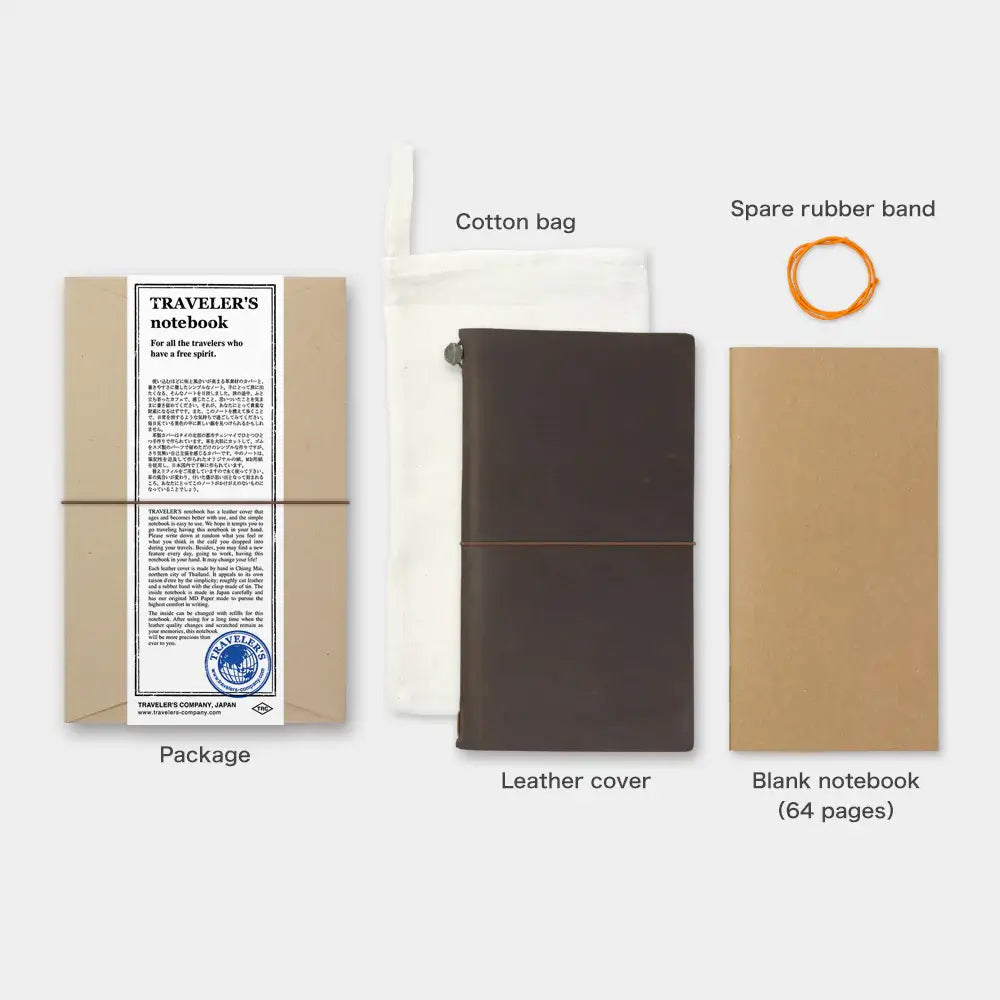 TRAVELER'S notebook Leather Cover Starter Kit - Regular Size - Brown