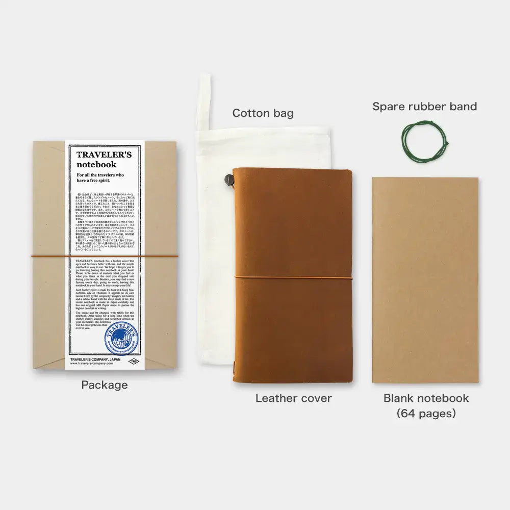 TRAVELER'S notebook Leather Cover Starter Kit - Regular Size - Camel