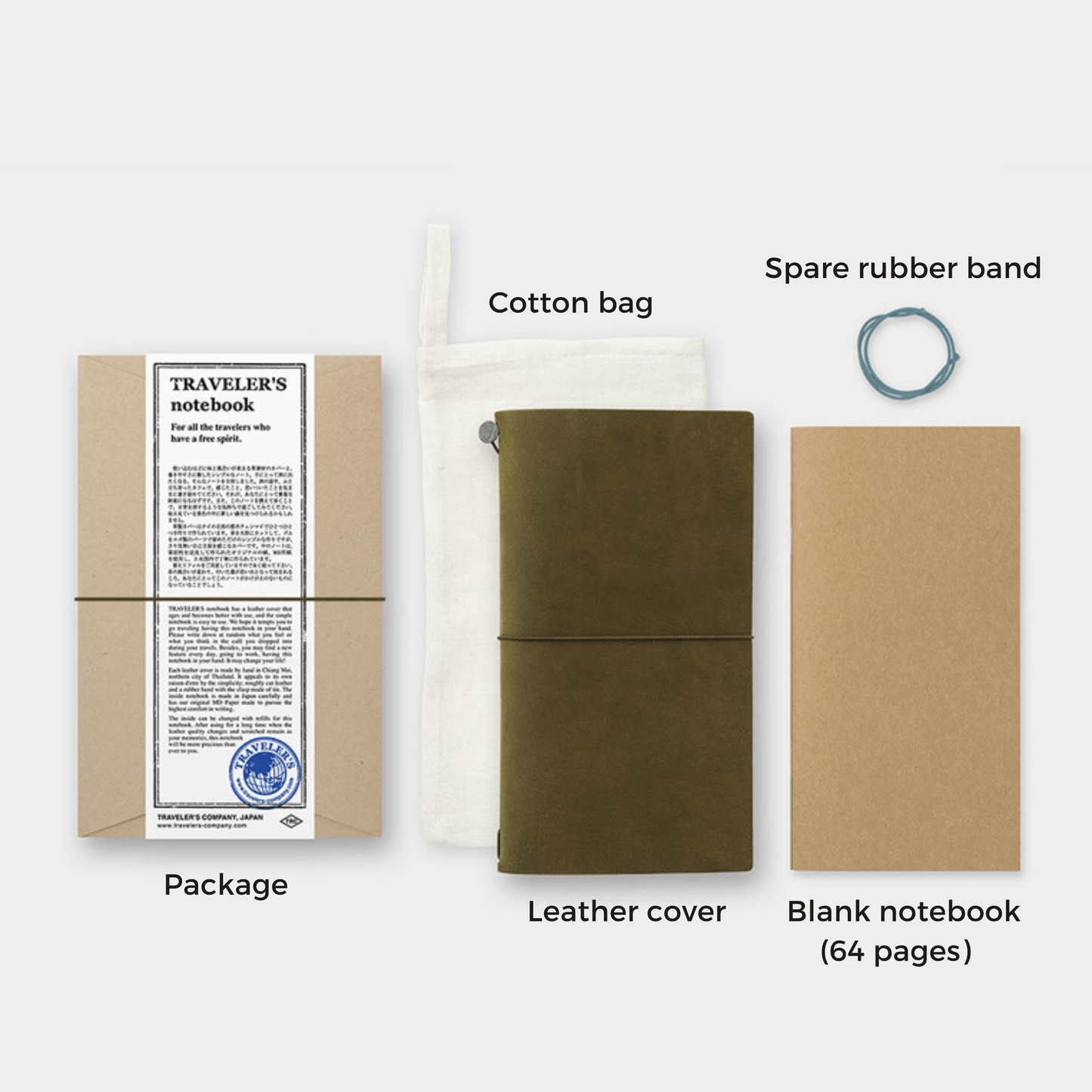 TRAVELER'S notebook Leather Cover Starter Kit - Regular Size - Olive