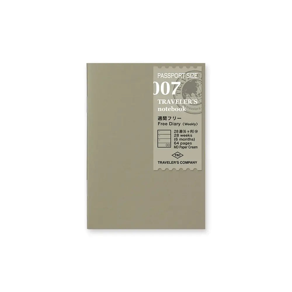 TRAVELER'S notebook Refill - Passport Size - 007 Free Weekly Planner