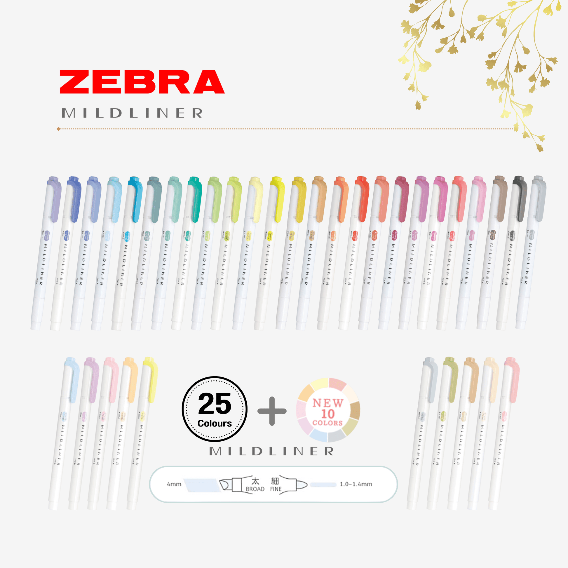 Zebra Mildliner Double-Sided Pastel Highlighters - Single Pen (35